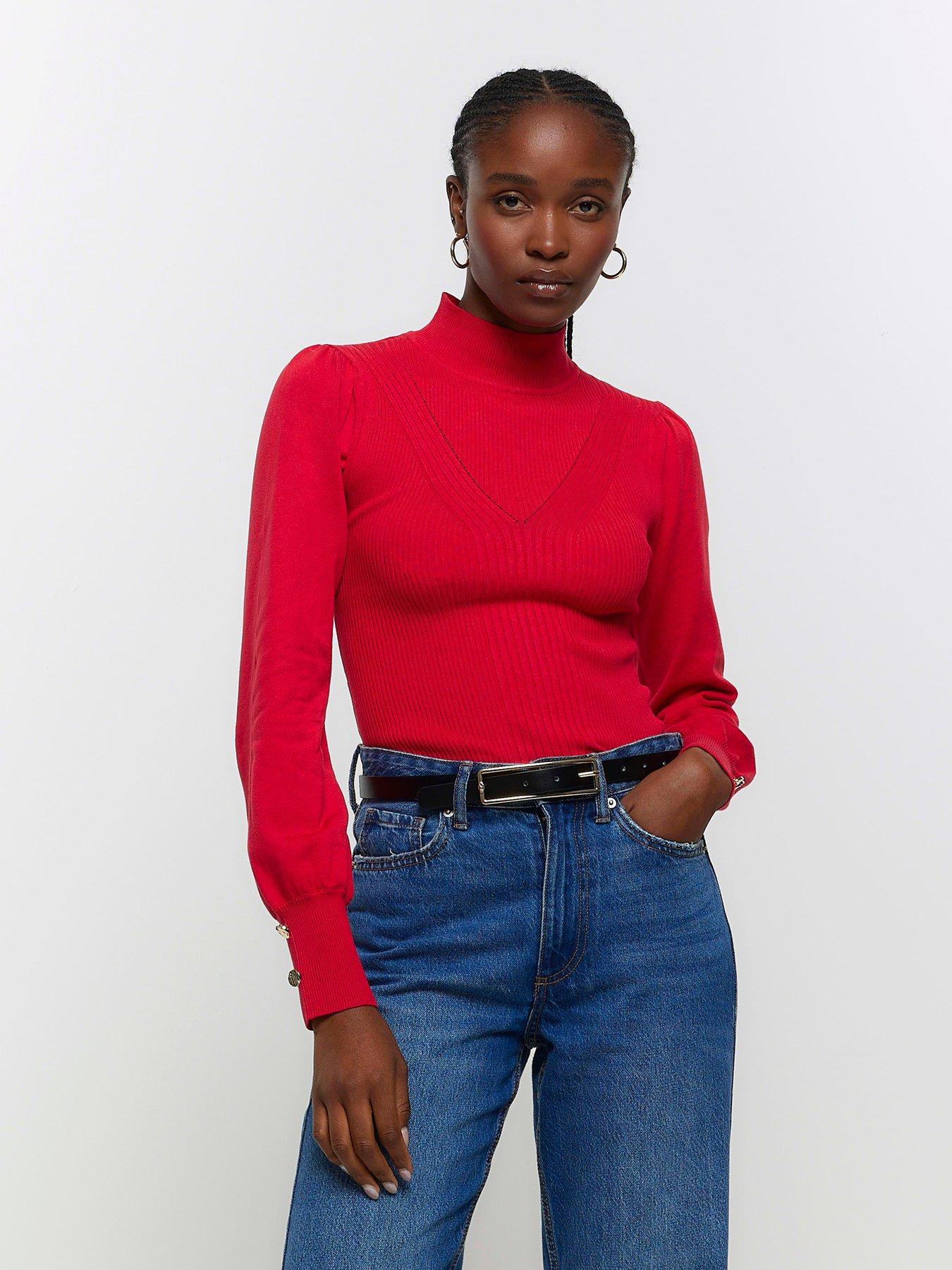 Roll neck shop red jumper