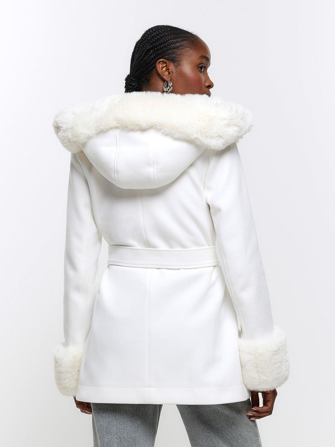 River island cheap white fur coat