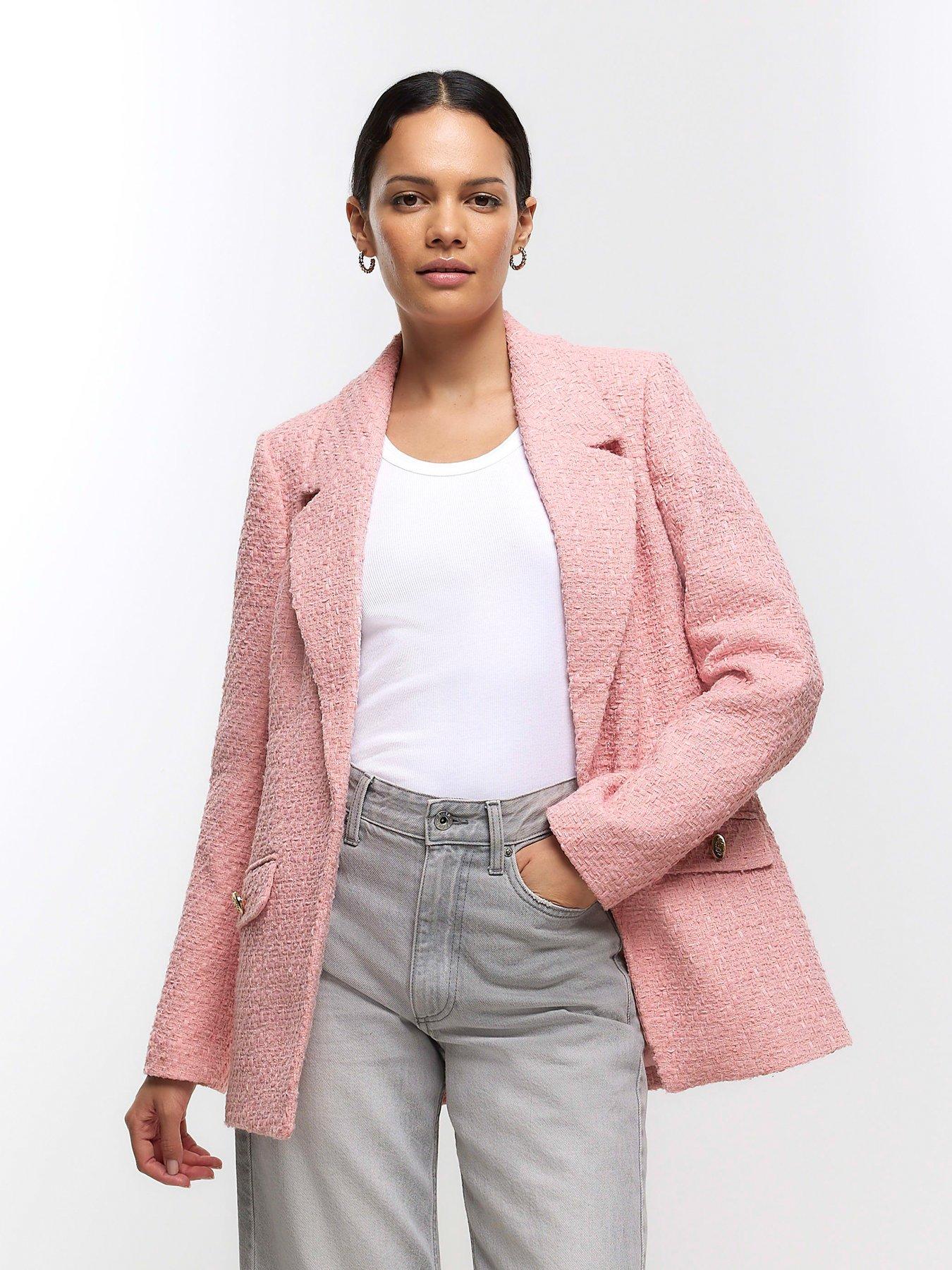 River Island Boucle Blazer Pink Very Ireland