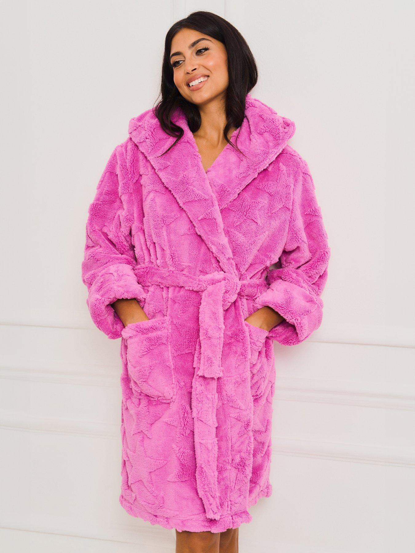 Bright pink dressing clearance gown