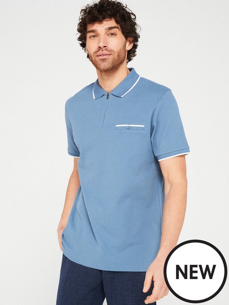 very-man-textured-waffle-polo-mid-blue