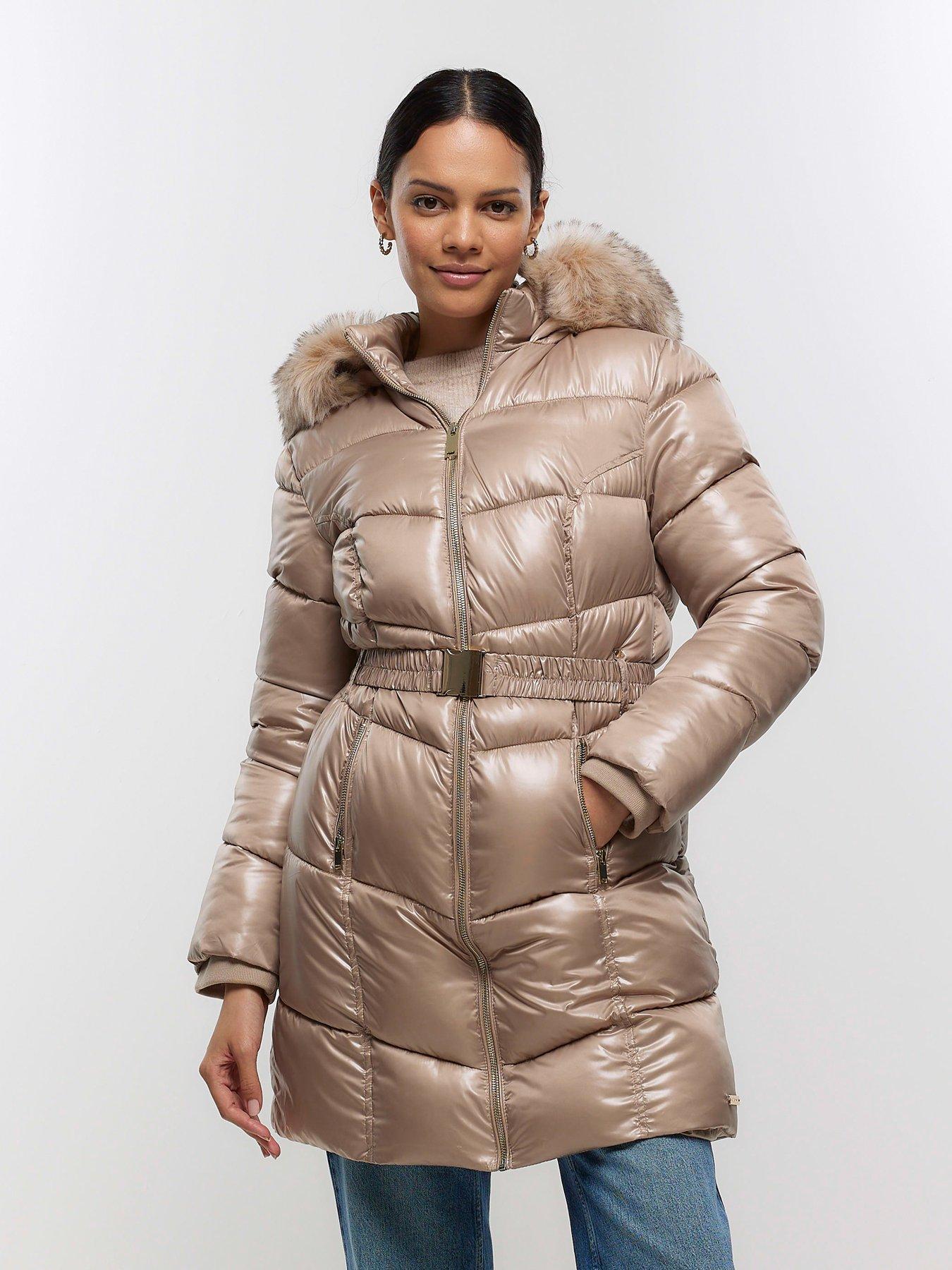 Fitted padded coat with cheap fur hood