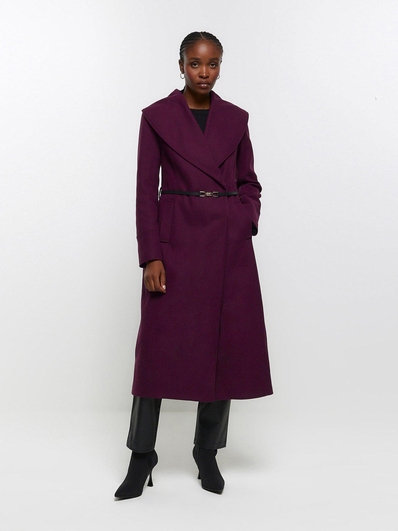 River island purple store coat