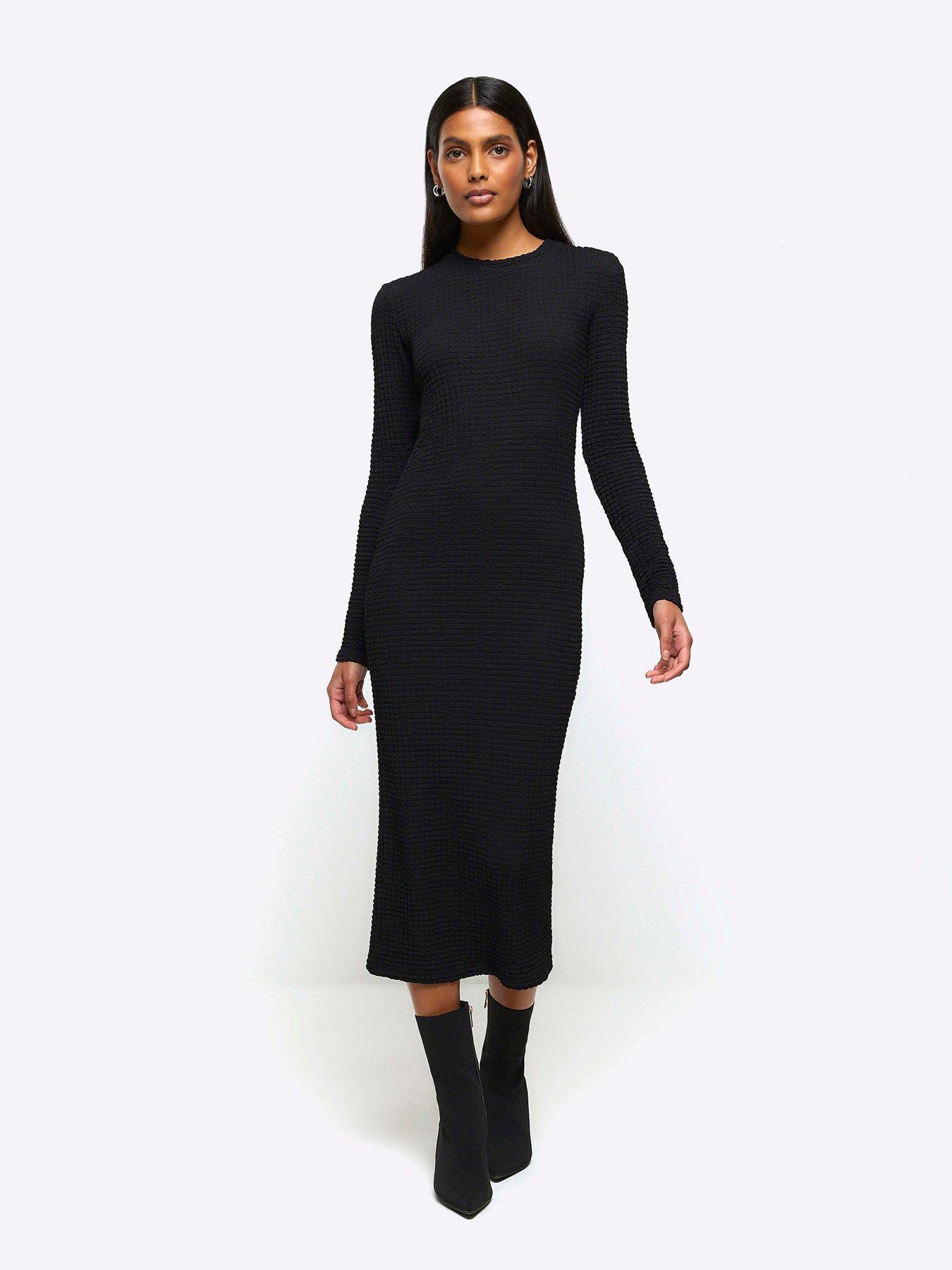 river-island-textured-column-midi-dress-black