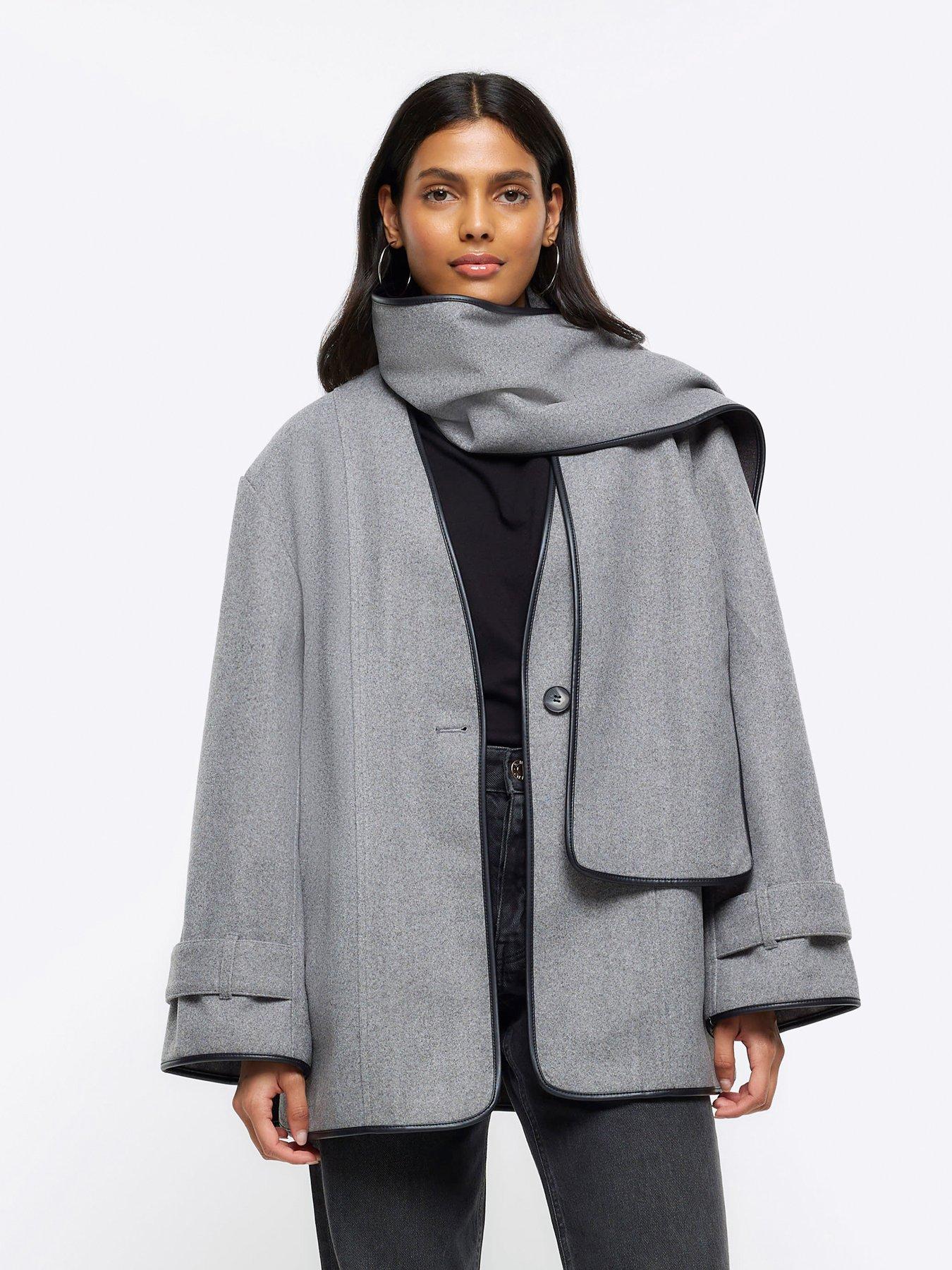 Mint Velvet Grey Marl Textured Easy Coat