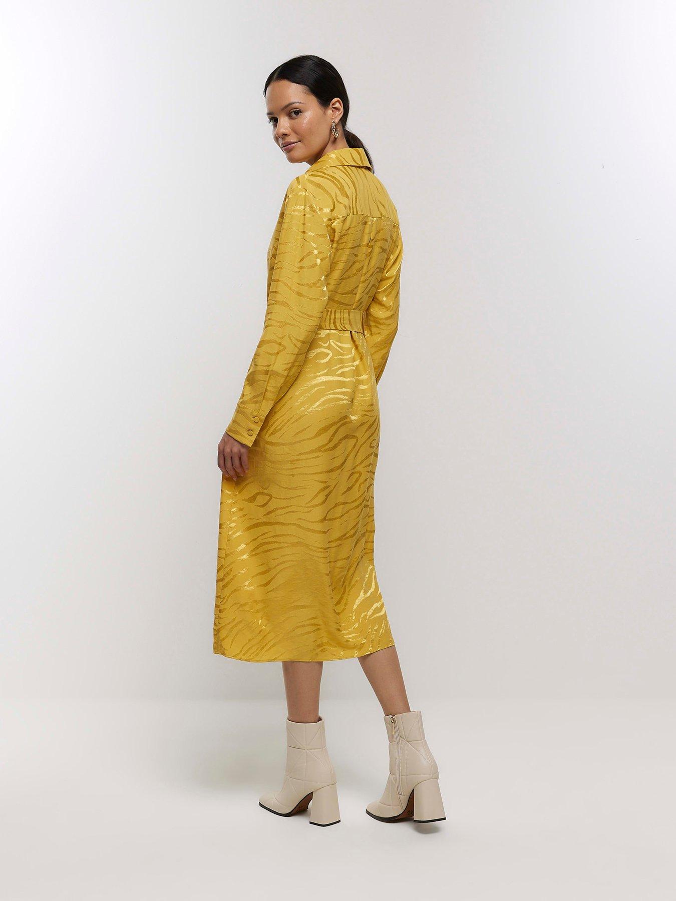 Long yellow 2025 shirt dress