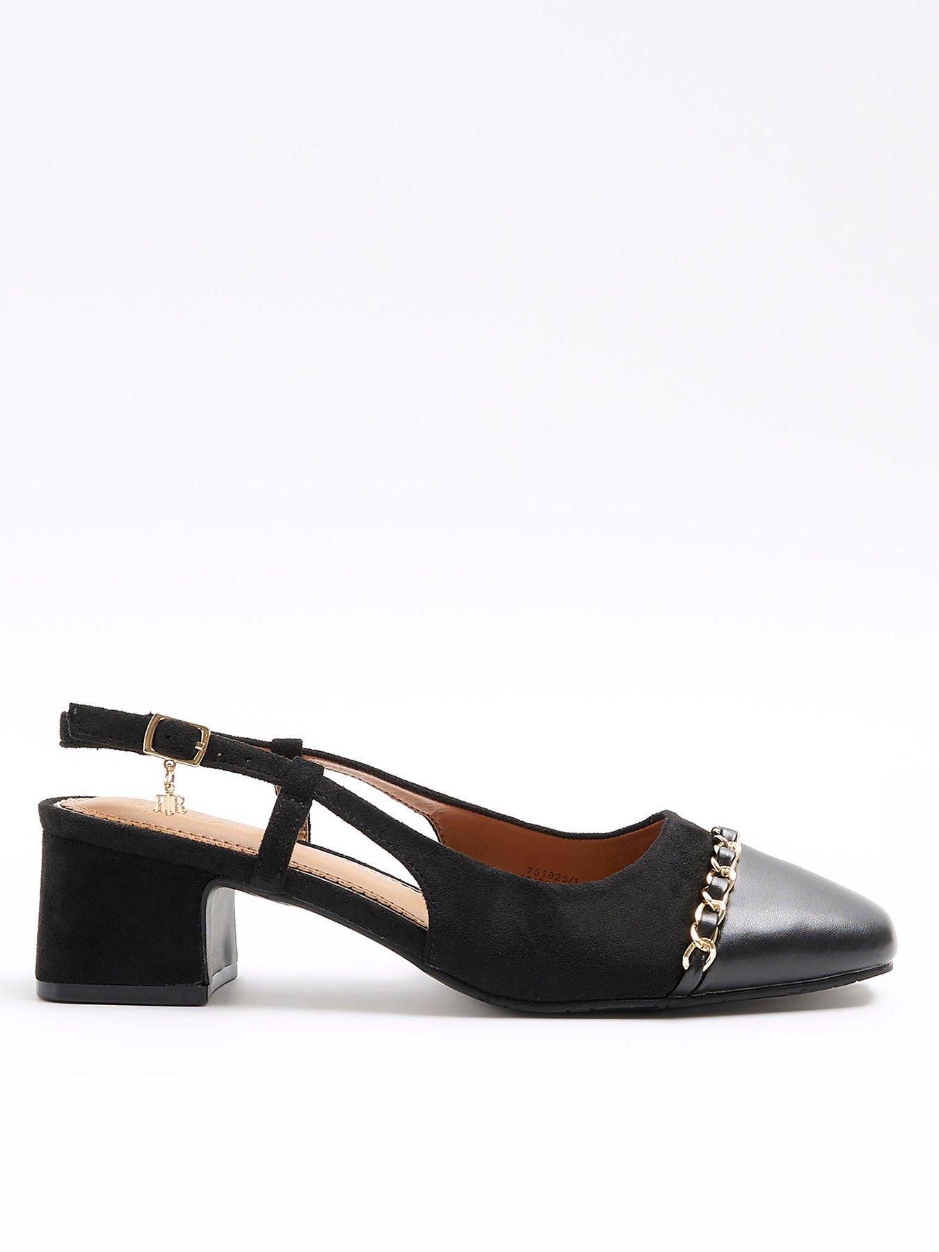 River Island Wide Fit Block Heel Court Shoe Black Very Ireland