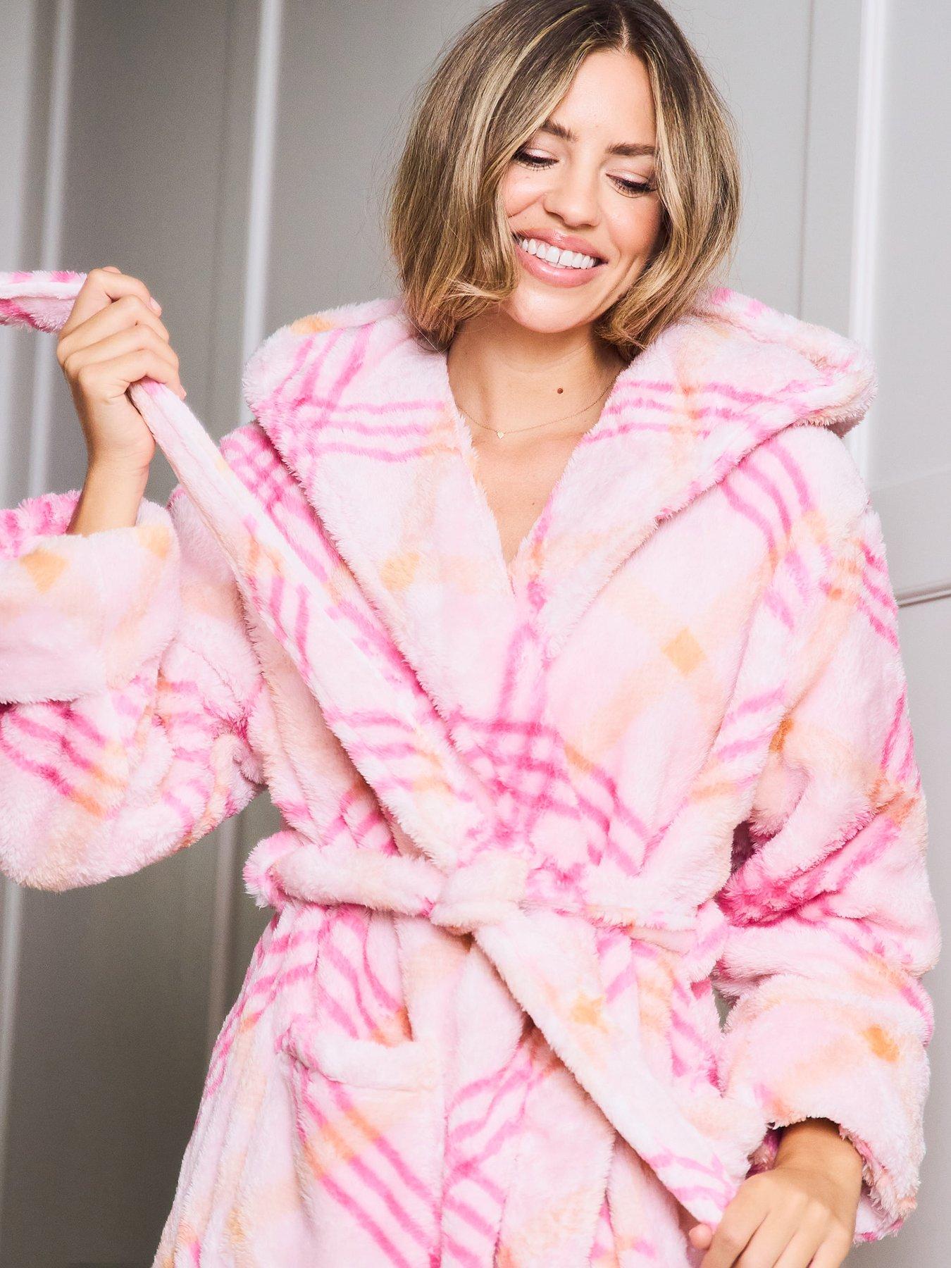 jim-jam-the-label-check-fleece-hooded-robe-pinkdetail