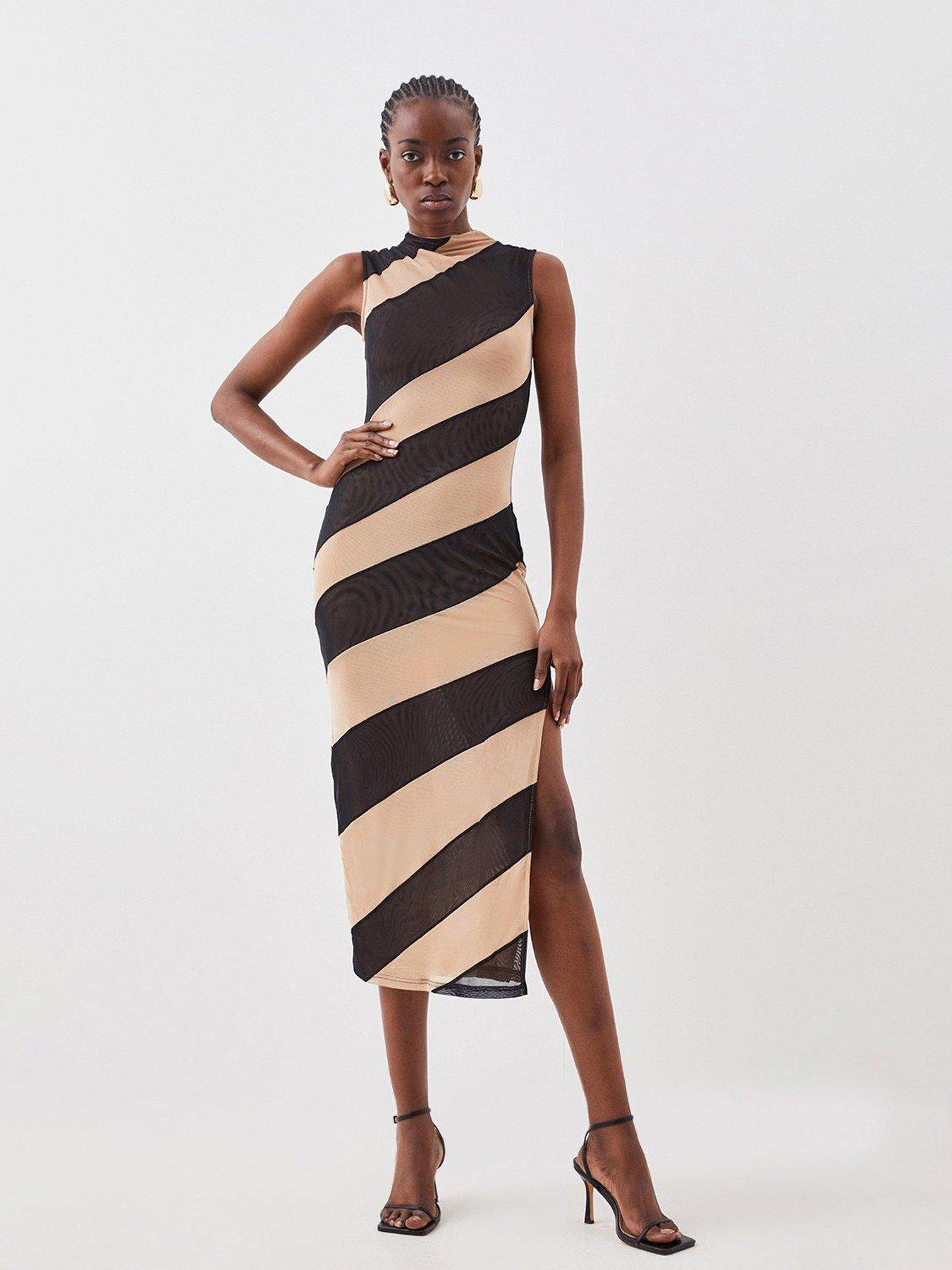 karen-millen-graphic-mesh-high-neck-midi-dress-monofront