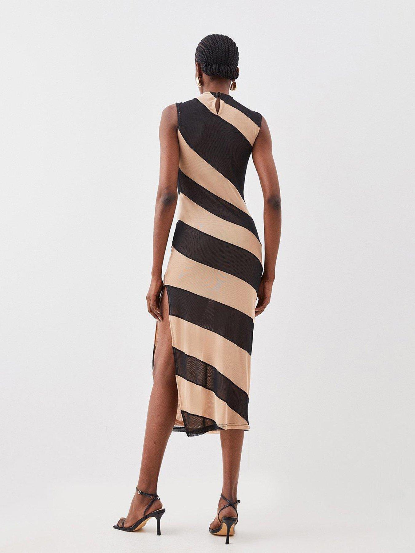 karen-millen-graphic-mesh-high-neck-midi-dress-monostillFront