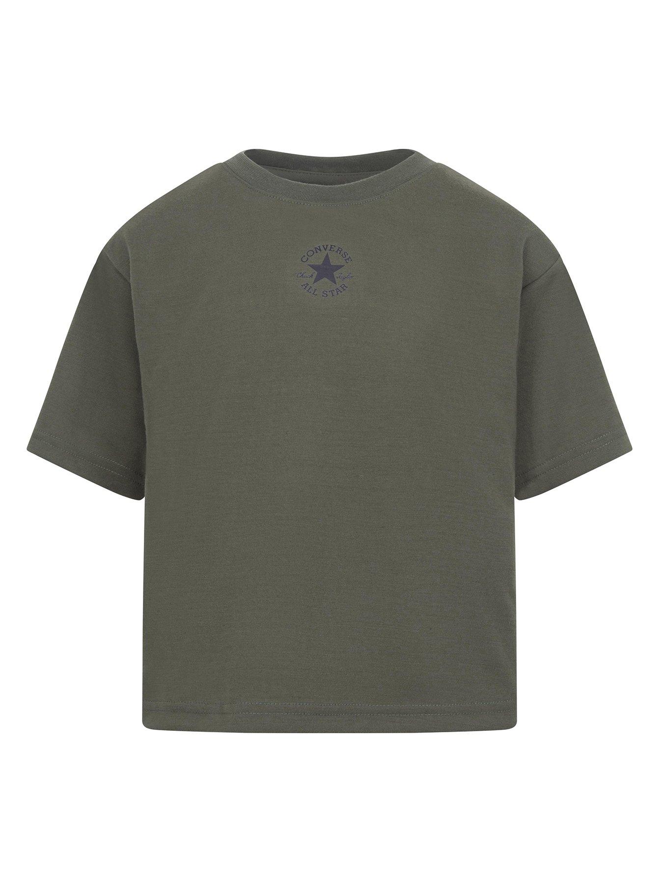 Image 1 of 3 of Converse Older Girls Chuck Patch Boxy T-Shirt - Dark Khaki