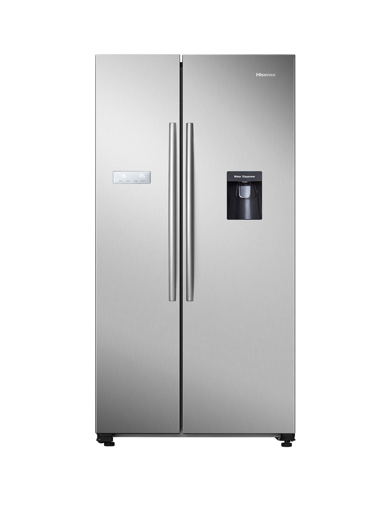 hisense-rs741n4wce-90cm-wide-side-by-side-american-style-fridge-freezer-with-non-plumbed-water-dispensernbsp--stainless-steel