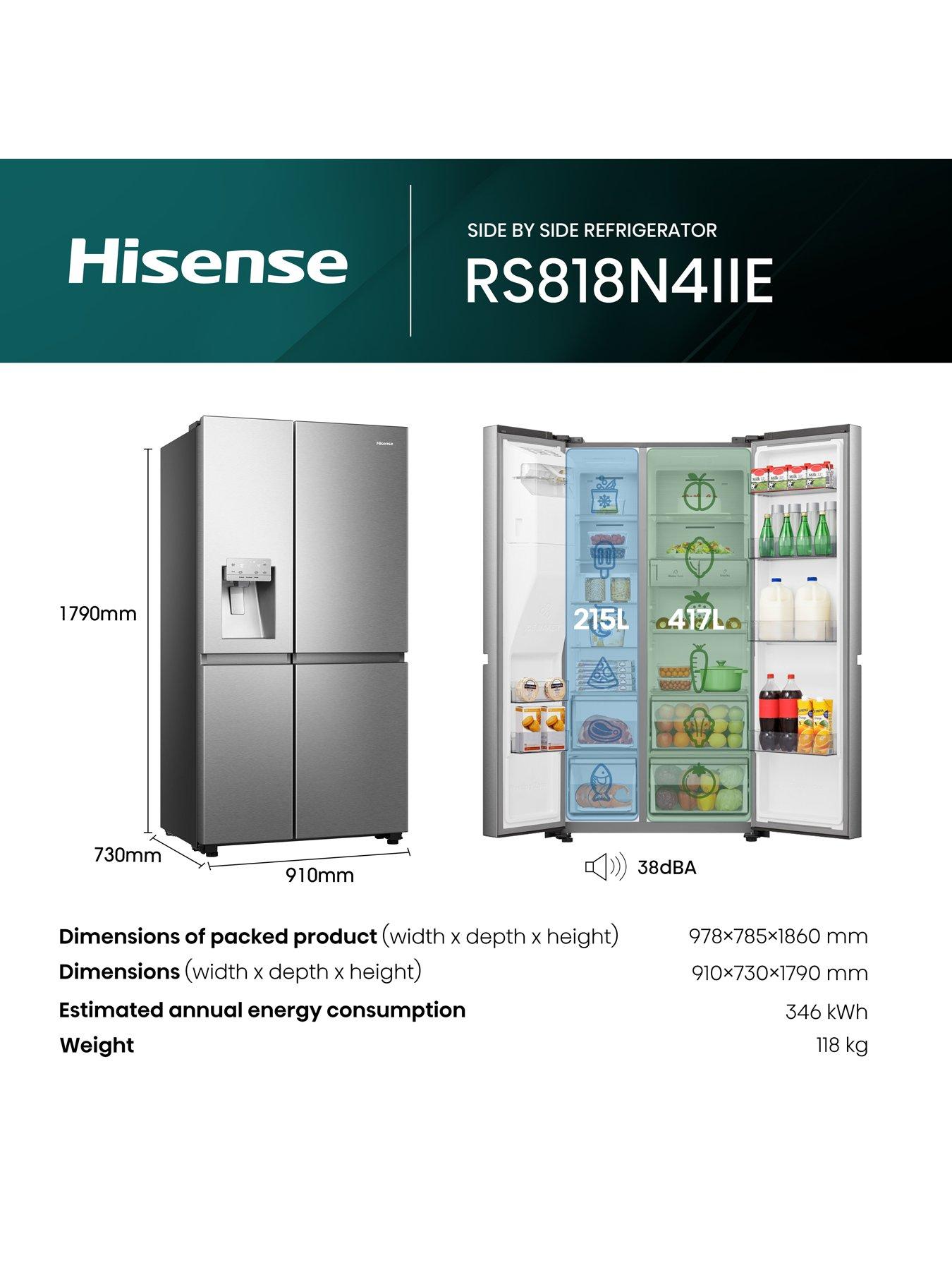 Image 6 of 7 of Hisense RS818N4IIE Pureflat Infinite series, 90cm Wide Side by Side, American Fridge Freezer - Stainless Steel