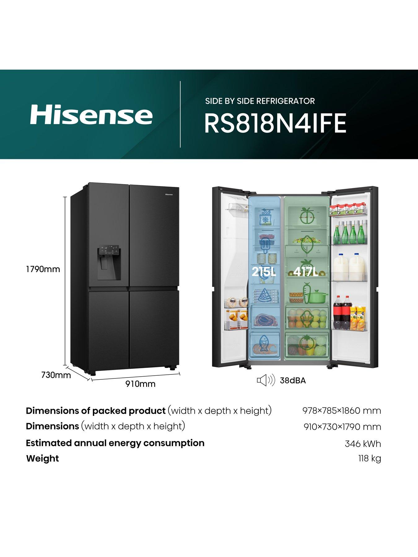 Image 6 of 7 of Hisense RS818N4IFE Pureflat Infinite series, 90cm Wide Side by Side, American Fridge Freezer - Black Stainless Steel