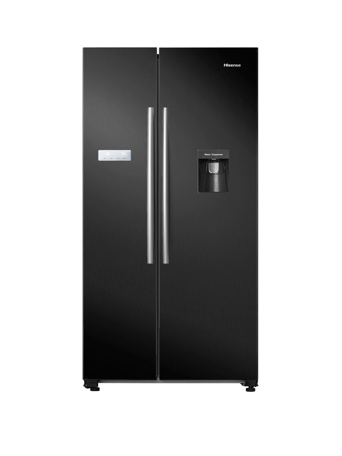 Hisense RS741N4WBE 90cm Wide, Side by Side, American Fridge Freezer with non-plumbed Water Dispenser - Black