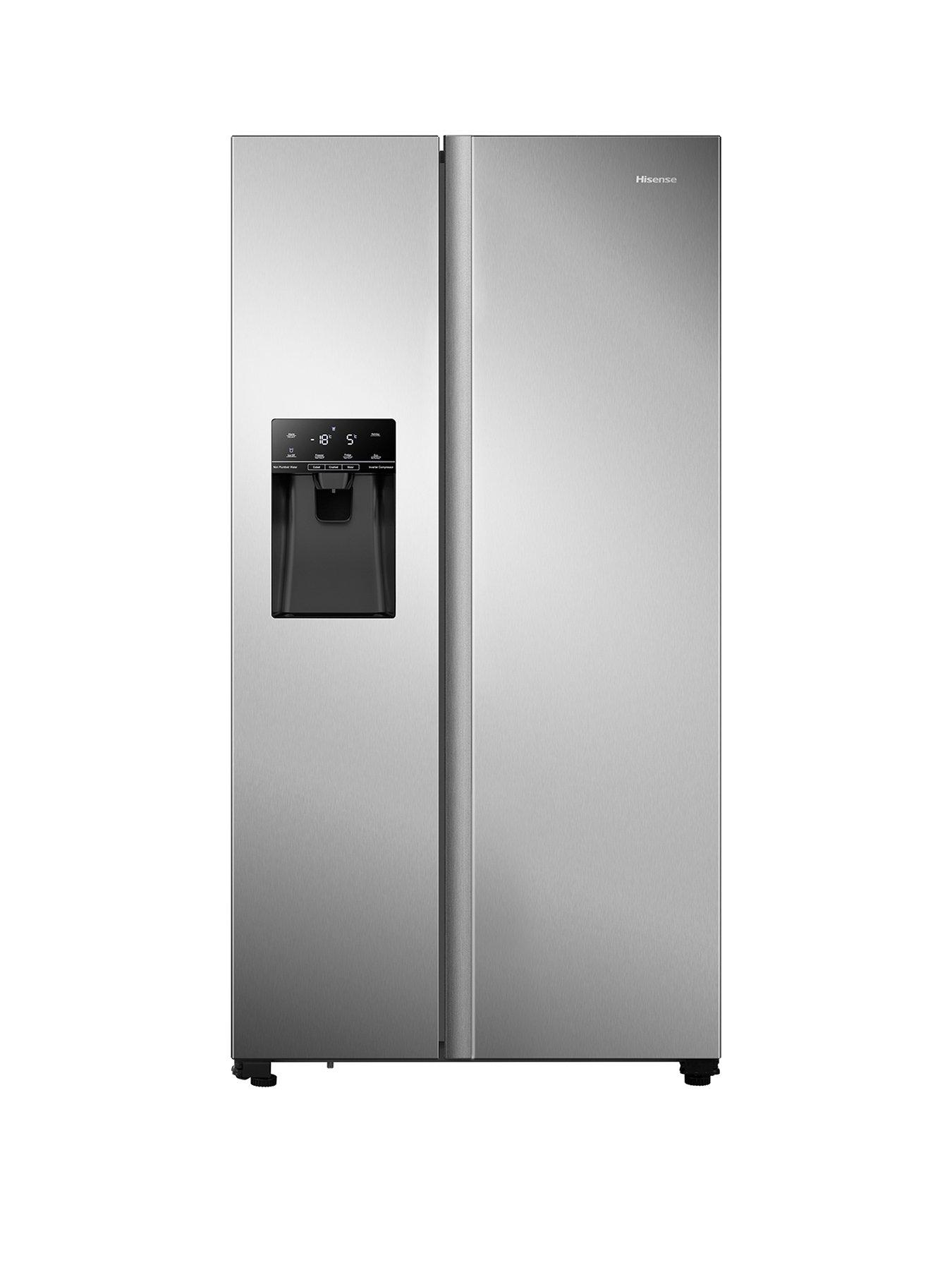 Image 1 of 7 of Hisense RS694N4TIE 90cm Wide Side by Side, Non-Plumbed Water and Ice, American Fridge Freezer - Stainless Steel
