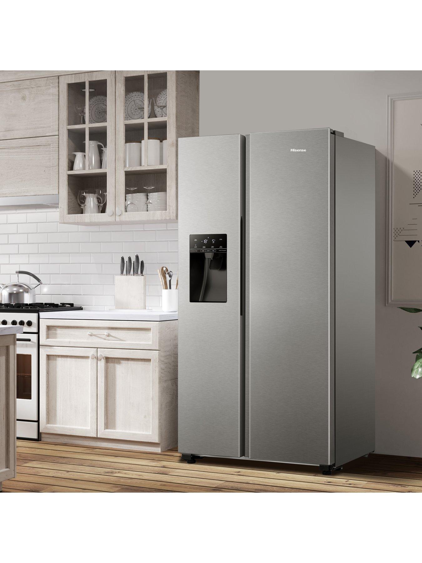 Image 3 of 7 of Hisense RS694N4TIE 90cm Wide Side by Side, Non-Plumbed Water and Ice, American Fridge Freezer - Stainless Steel