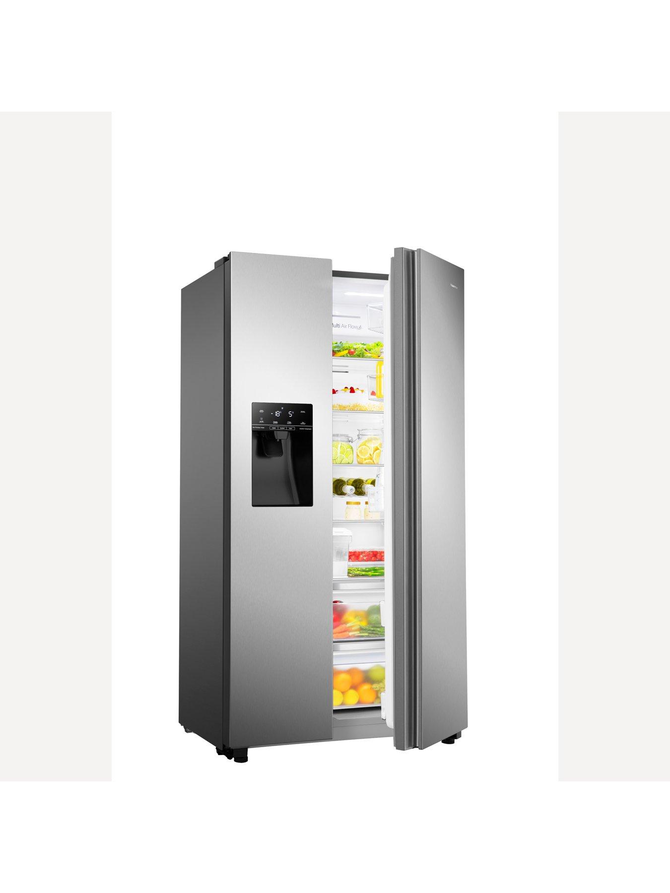 hisense-rs694n4tie-90cm-wide-side-by-side-non-plumbed-water-and-ice-american-fridge-freezer-stainless-steeloutfit