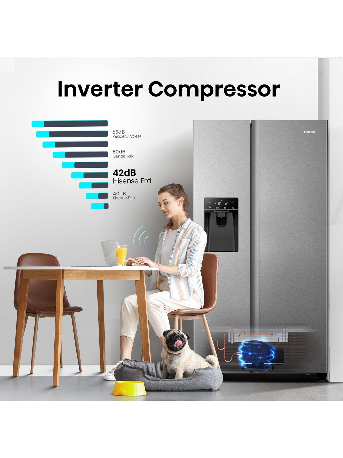 Image 5 of 7 of Hisense RS694N4TIE 90cm Wide Side by Side, Non-Plumbed Water and Ice, American Fridge Freezer - Stainless Steel