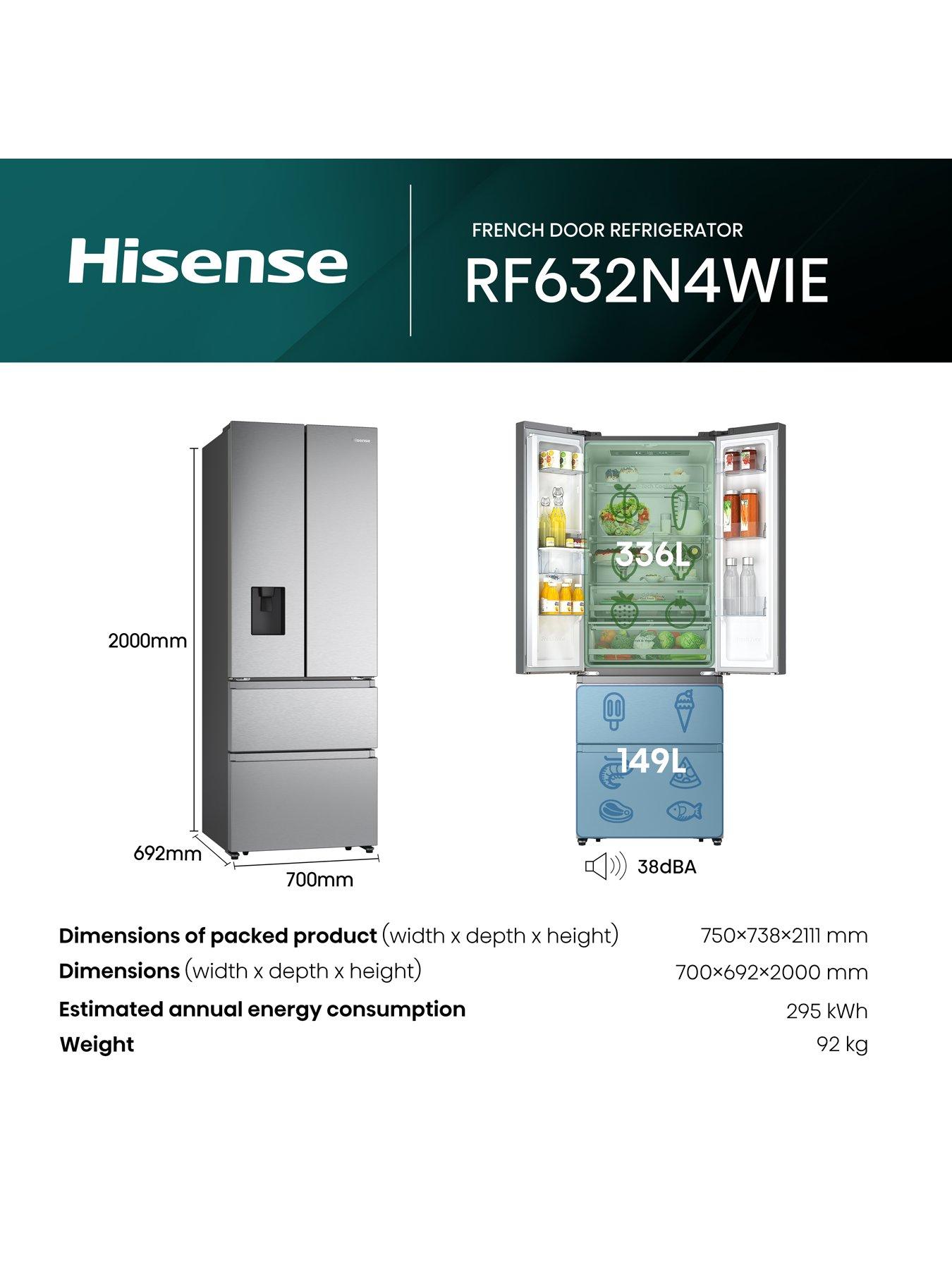 Image 6 of 7 of Hisense RF632N4WIE 70cm Wide French Door, American Fridge Freezer - Stainless Steel