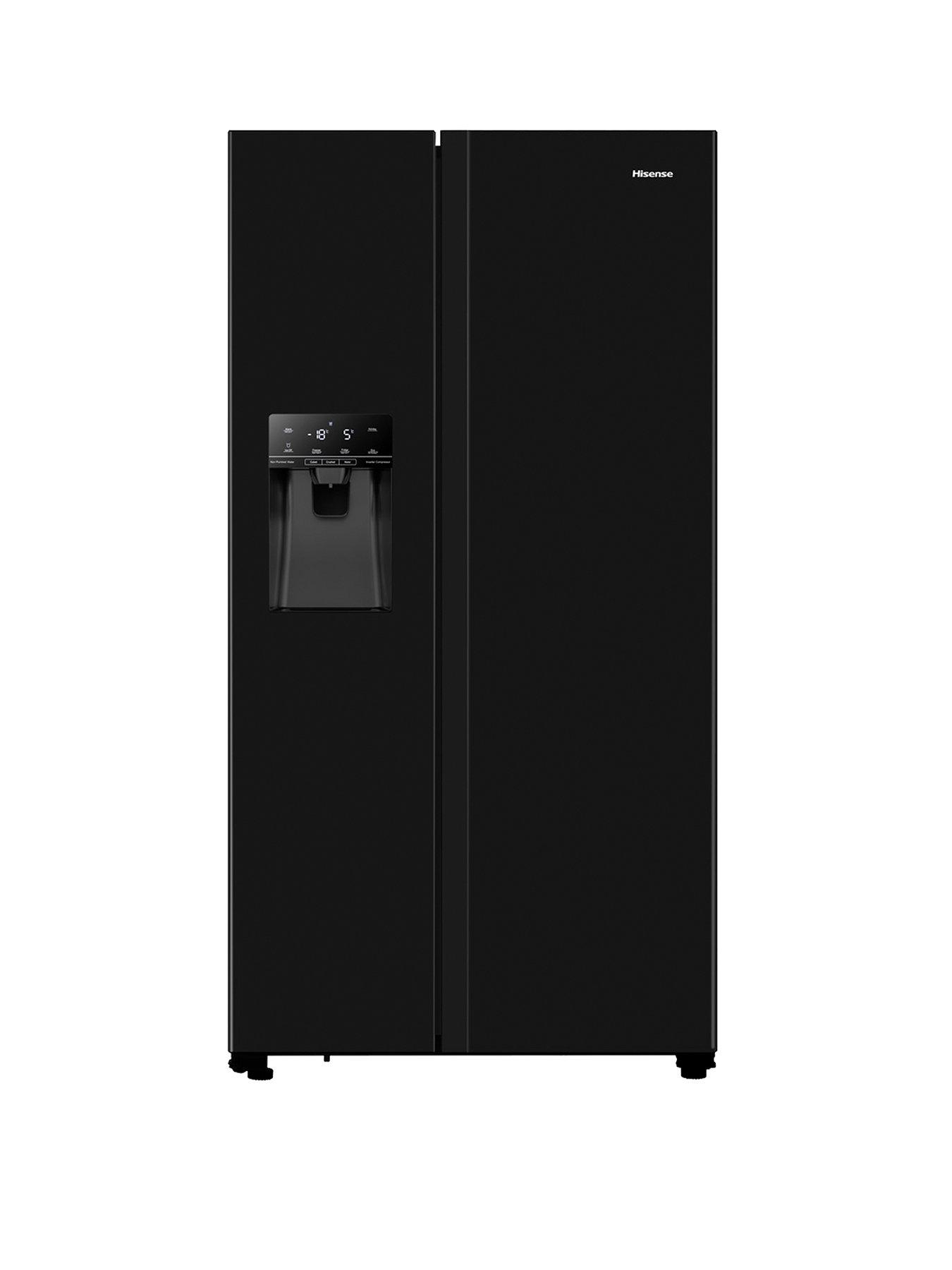 hisense-rs694n4tbe-90cm-wide-side-by-side-non-plumbed-water-and-ice-american-fridge-freezer-blackfront