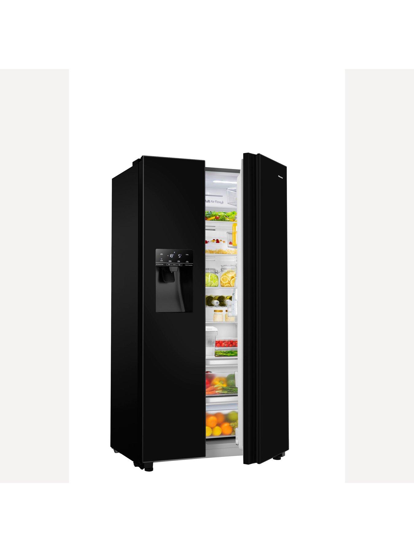 hisense-rs694n4tbe-90cm-wide-side-by-side-non-plumbed-water-and-ice-american-fridge-freezer-blackdetail