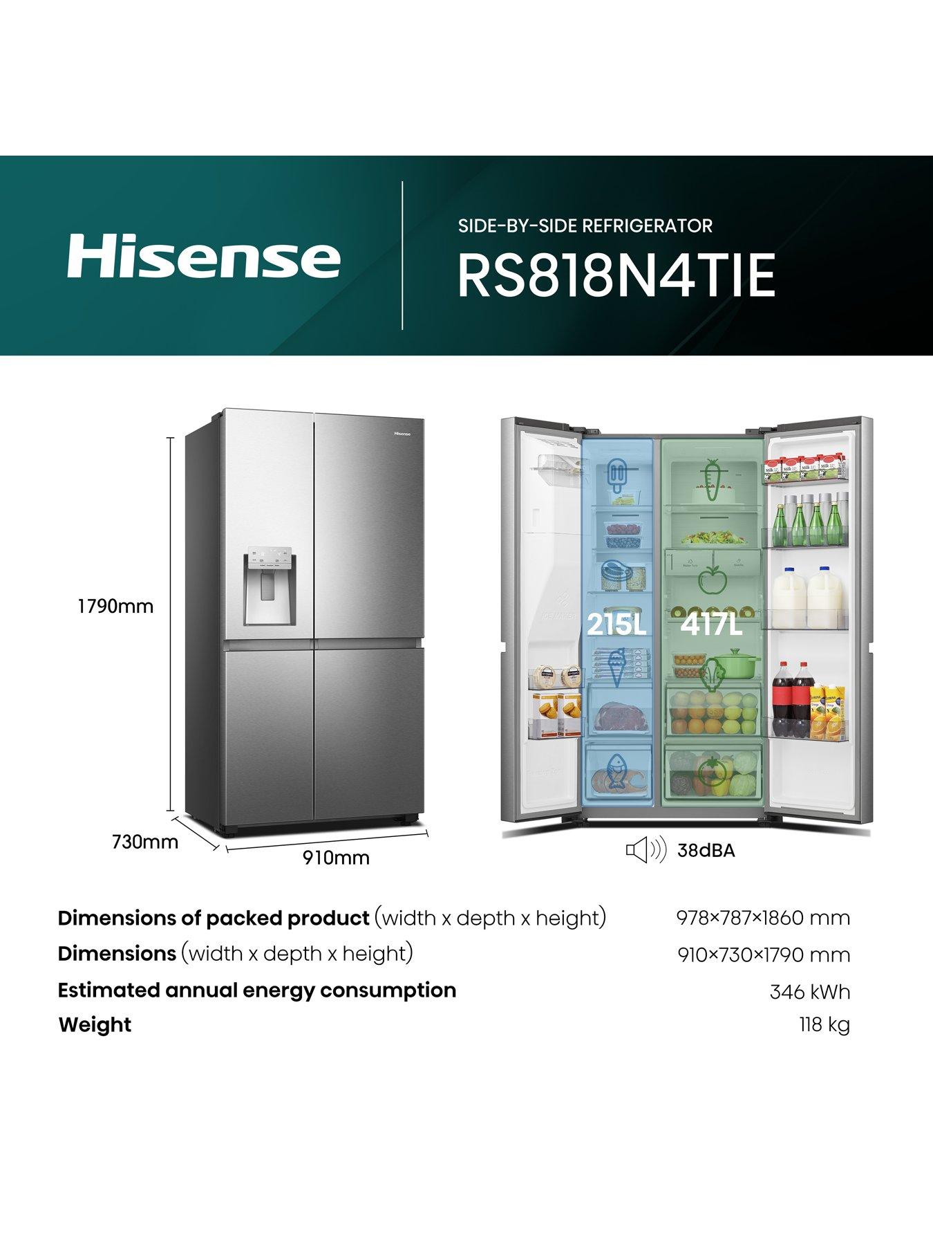 Image 6 of 8 of Hisense RS818N4TIE Pureflat Infinite series, 90cm Wide Side by Side, American Fridge Freezer - Stainless Steel