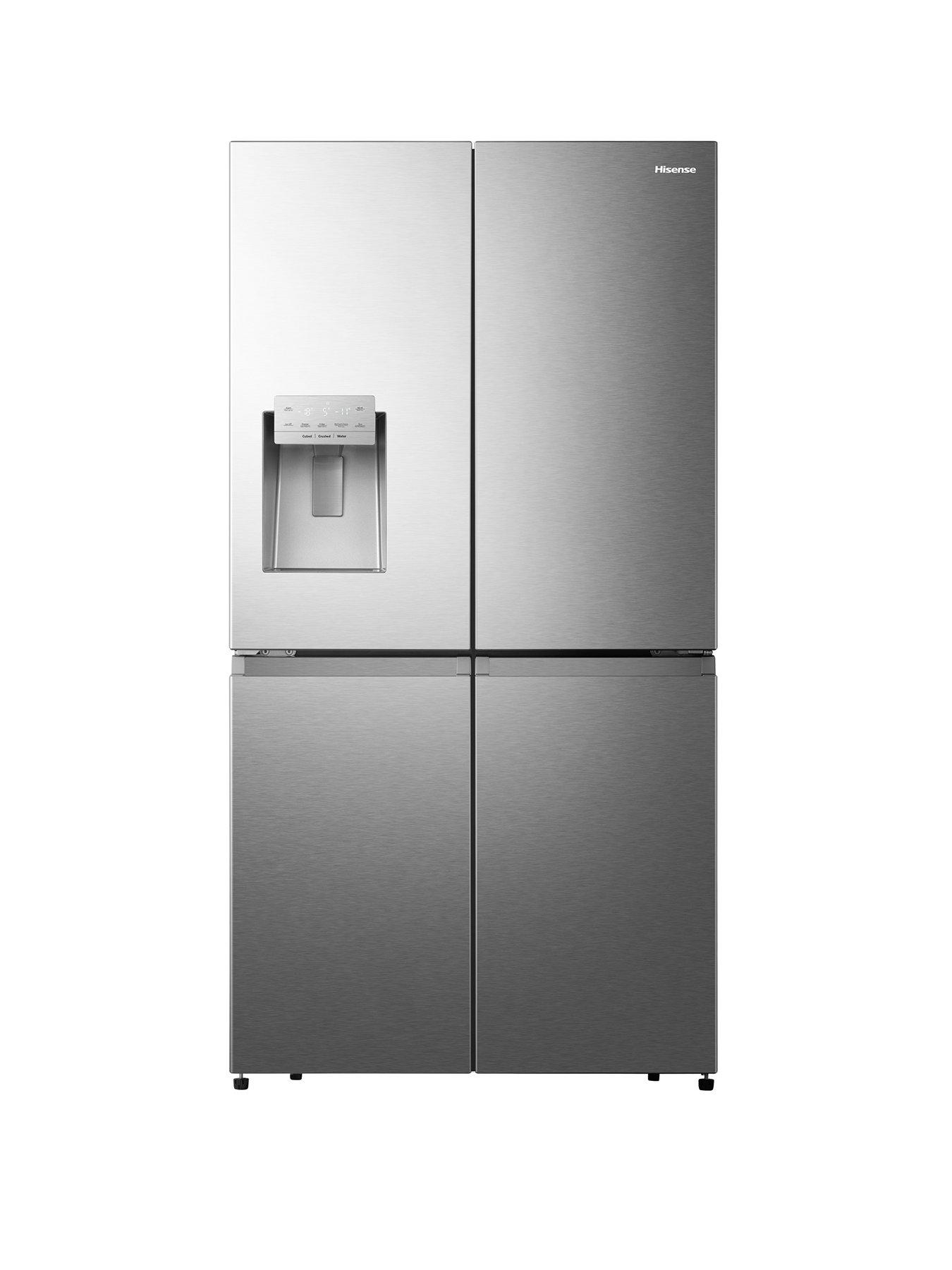 Hisense RQ760N4SASE Pureflat 90cm Cross Door, Water and Ice, American Fridge Freezer - Stainless Steel