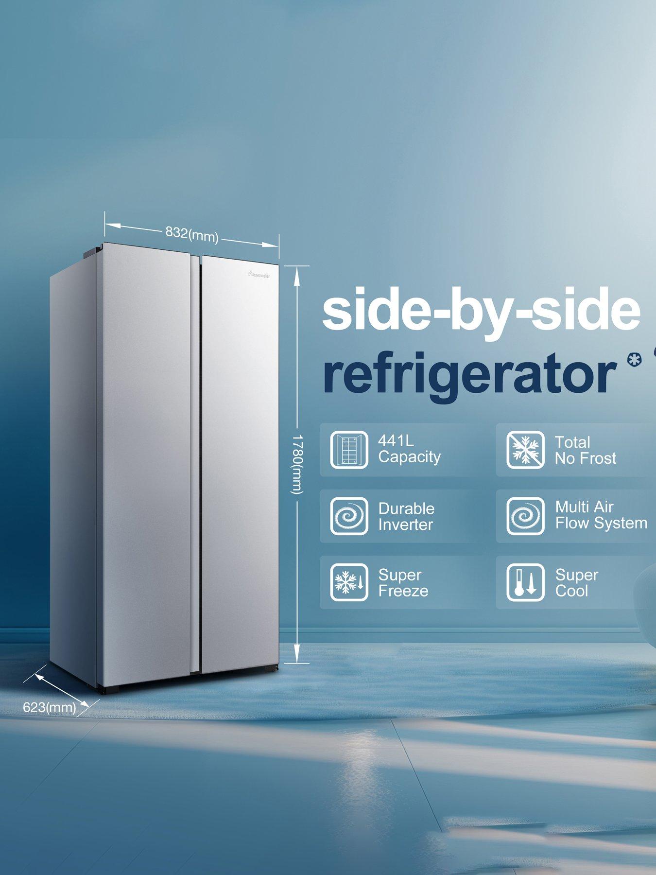 Image 2 of 7 of Fridgemaster MS83430ES 80cm Wide Side by Side, American Fridge Freezer - Silver