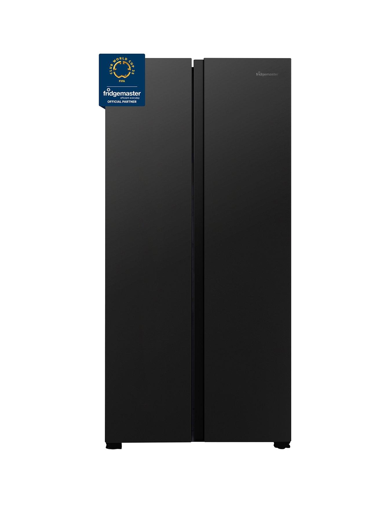 fridgemaster-ms83430eb-80cm-wide-side-by-side-american-fridge-freezer-blackfront