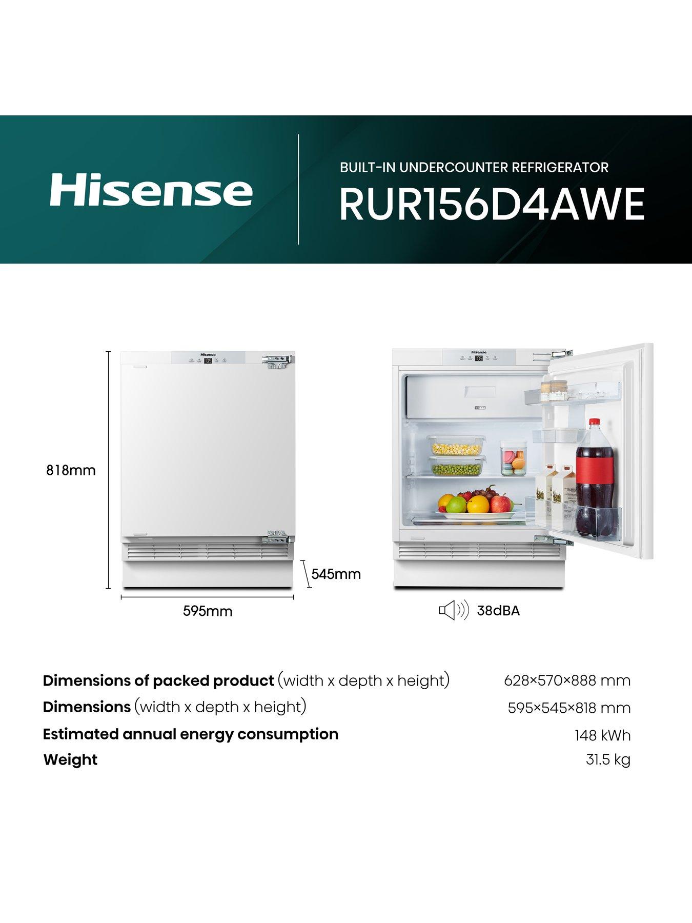Image 6 of 7 of Hisense RUR156D4AWE Integrated Undercounter Fridge with Icebox&nbsp; - White