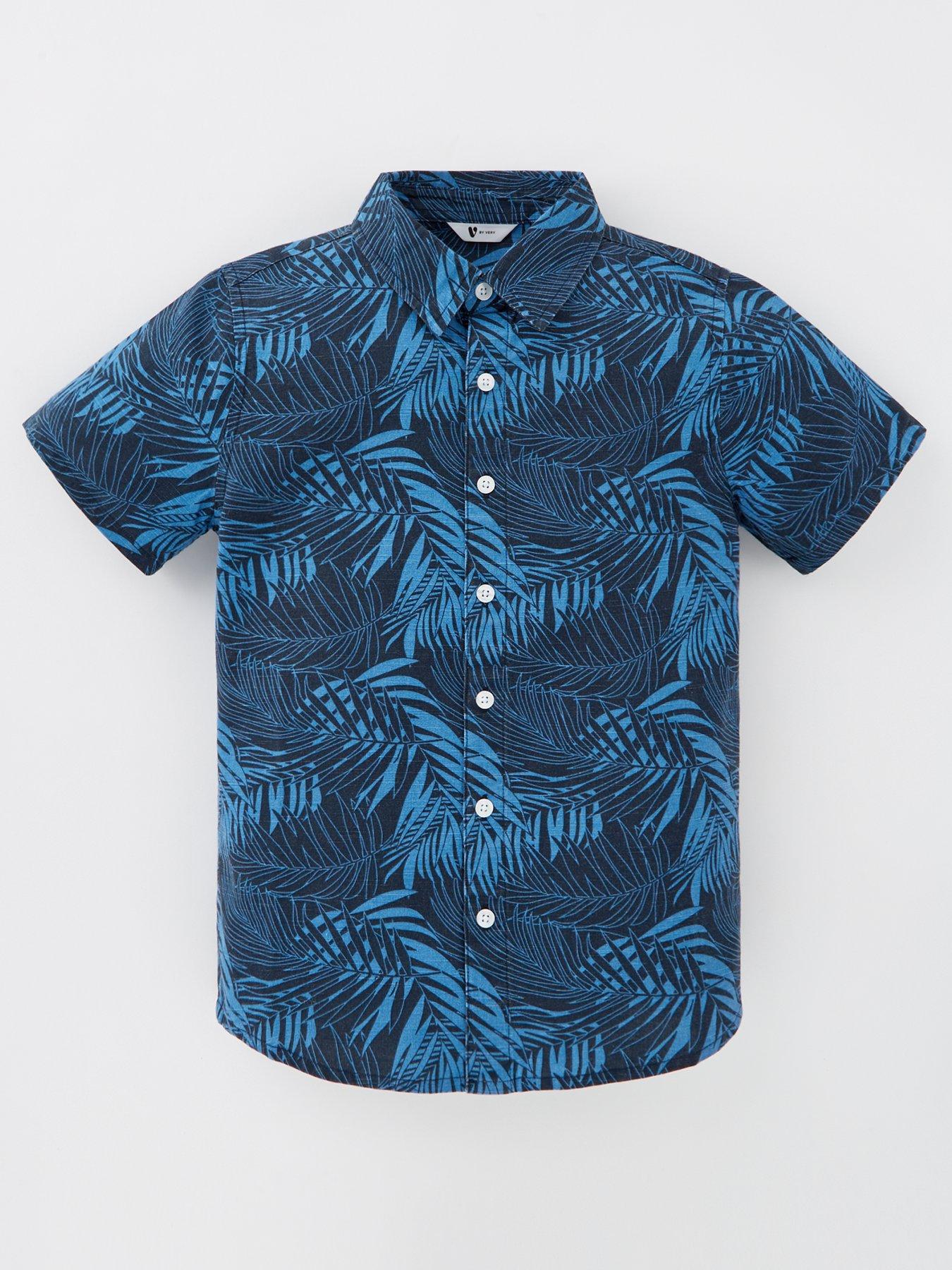 v-by-very-boys-woven-navy-hibiscus-printed-shirt