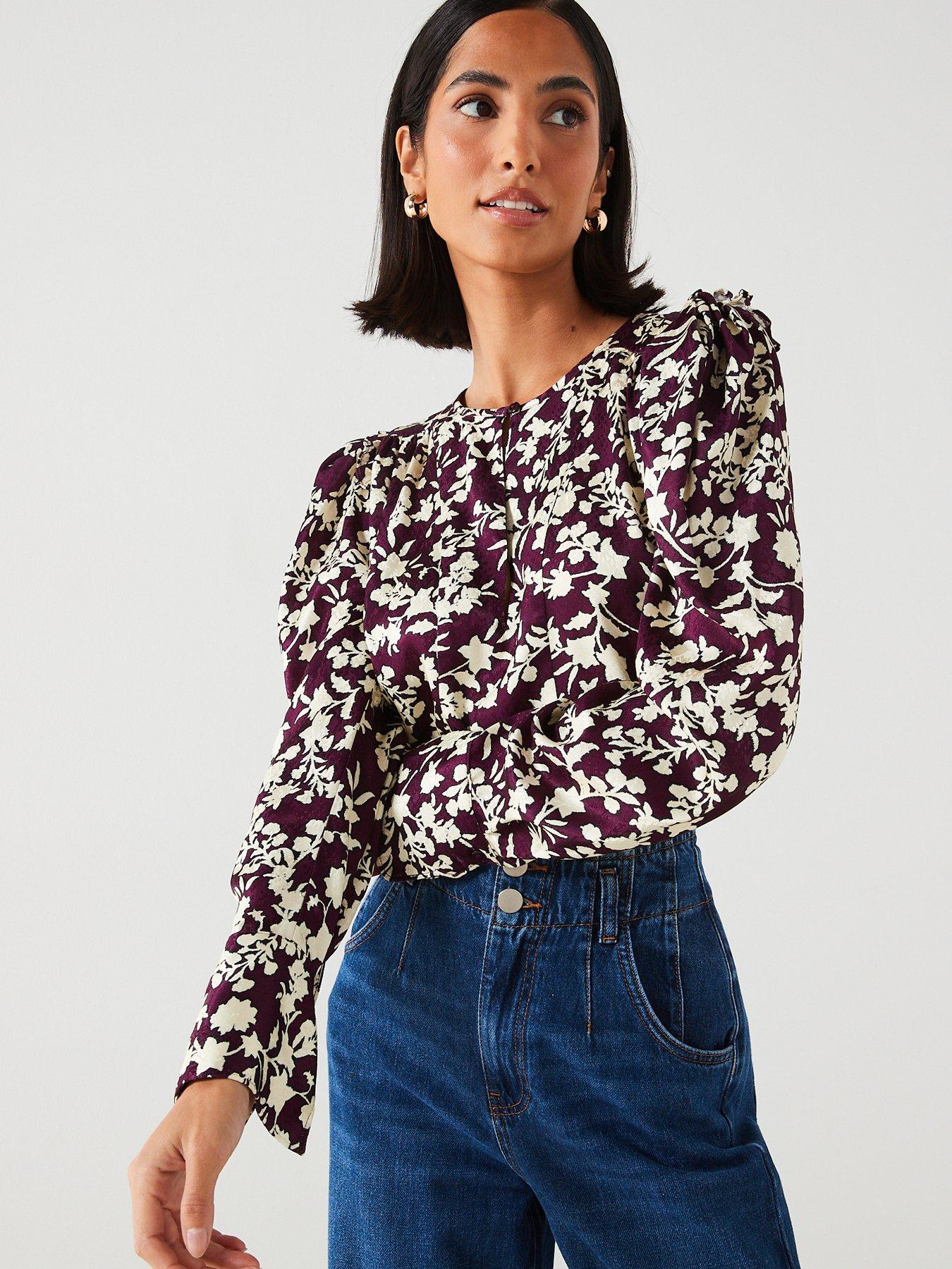 Fiori Satin Tie Neck Blouse