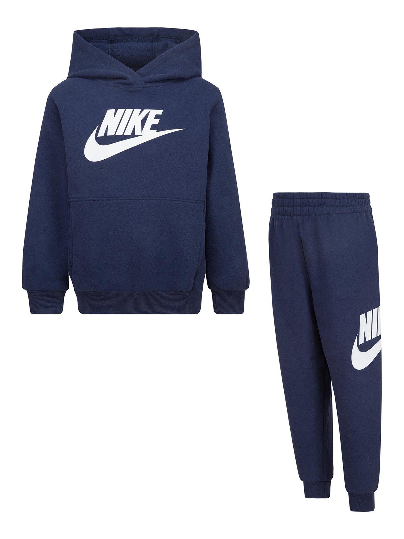 Image 1 of 4 of Nike Kids Unisex Club Fleece Hoodie And Joggers Set - Navy