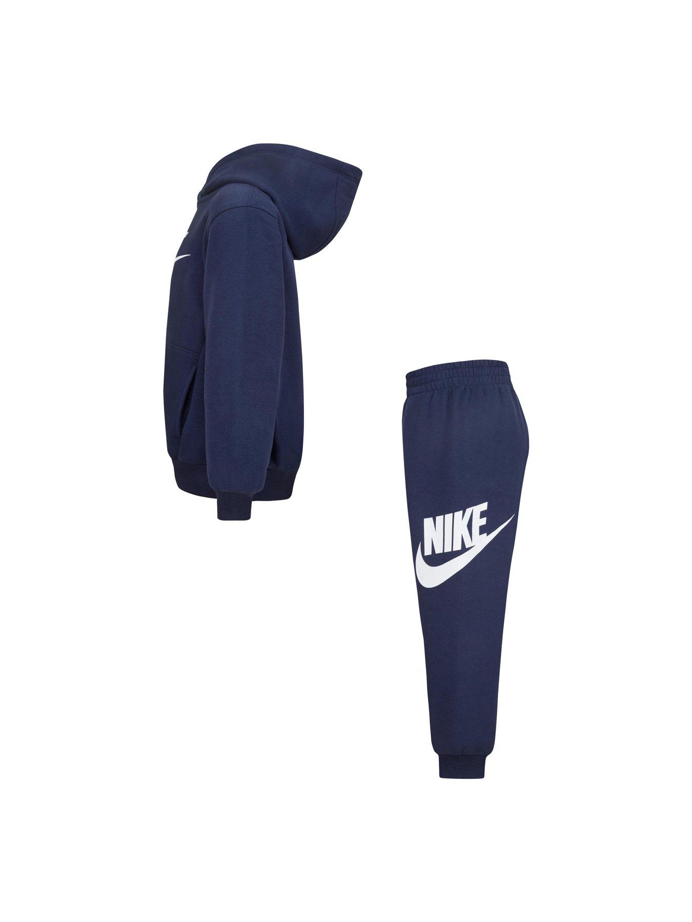 Image 3 of 4 of Nike Kids Unisex Club Fleece Hoodie And Joggers Set - Navy