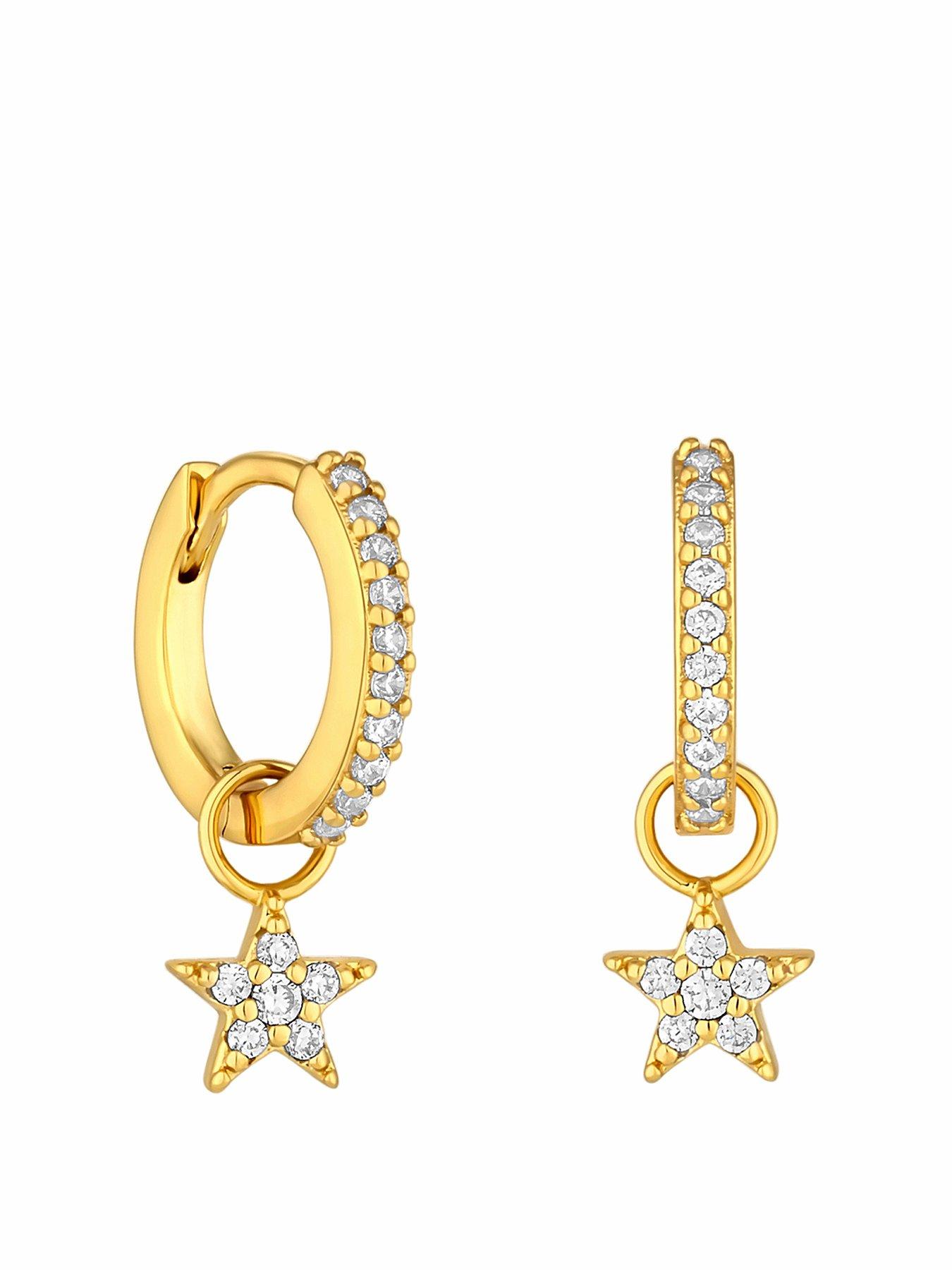 Image 1 of 4 of Inicio 14K Gold Plated&nbsp;Cubic Zirconia Star Huggie Earrings