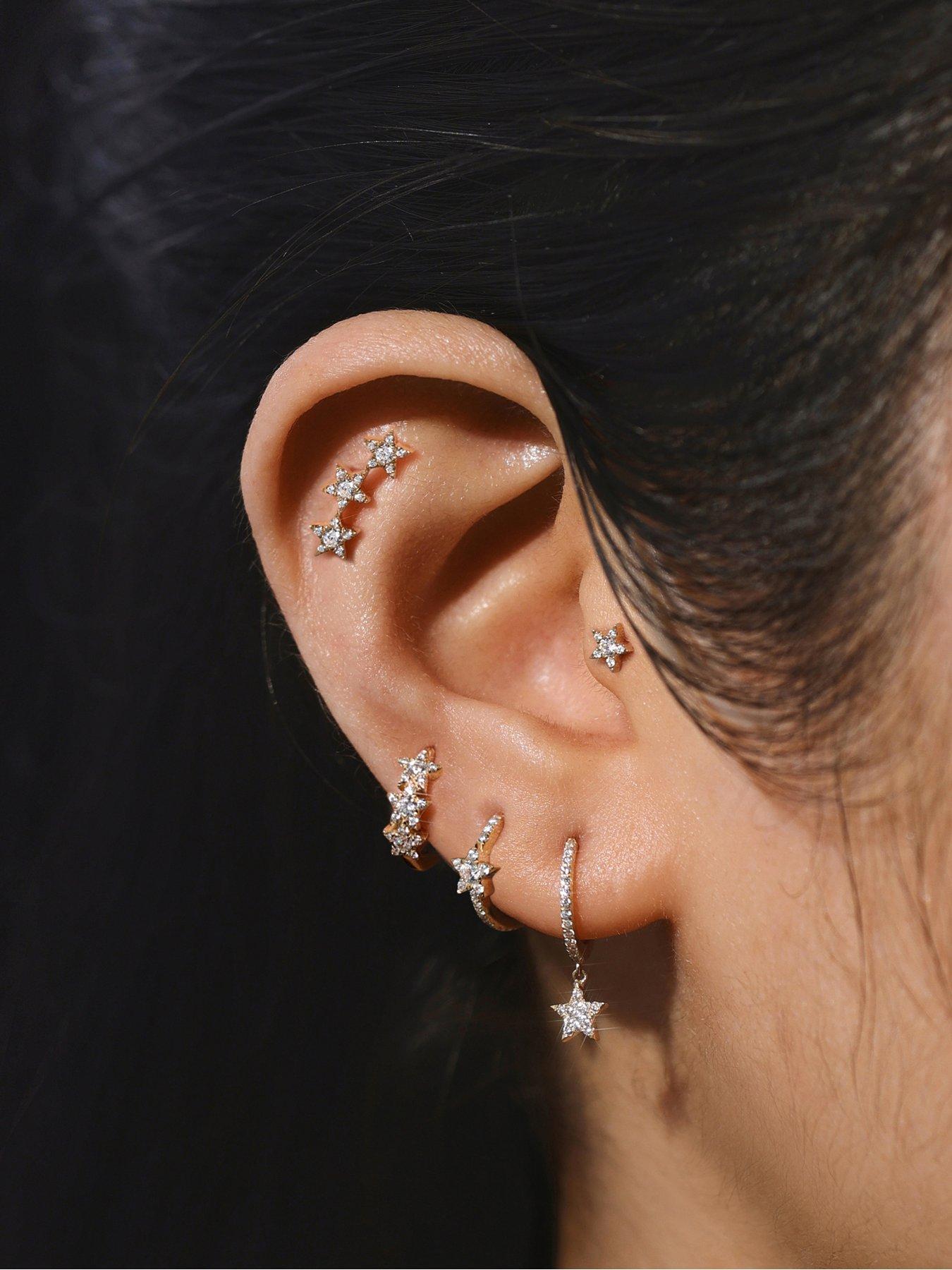 Image 2 of 4 of Inicio 14K Gold Plated&nbsp;Cubic Zirconia Star Huggie Earrings