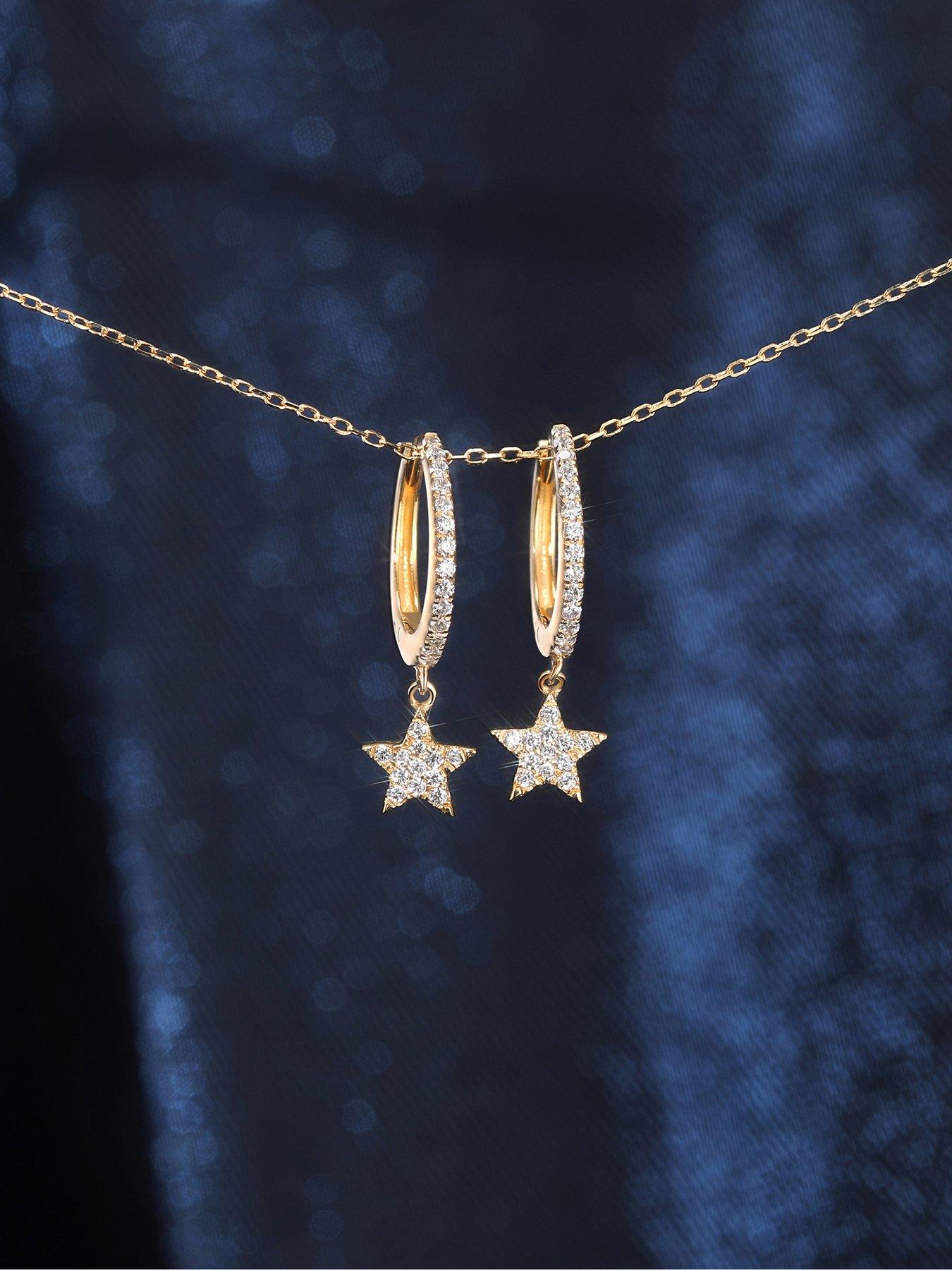 Image 3 of 4 of Inicio 14K Gold Plated&nbsp;Cubic Zirconia Star Huggie Earrings