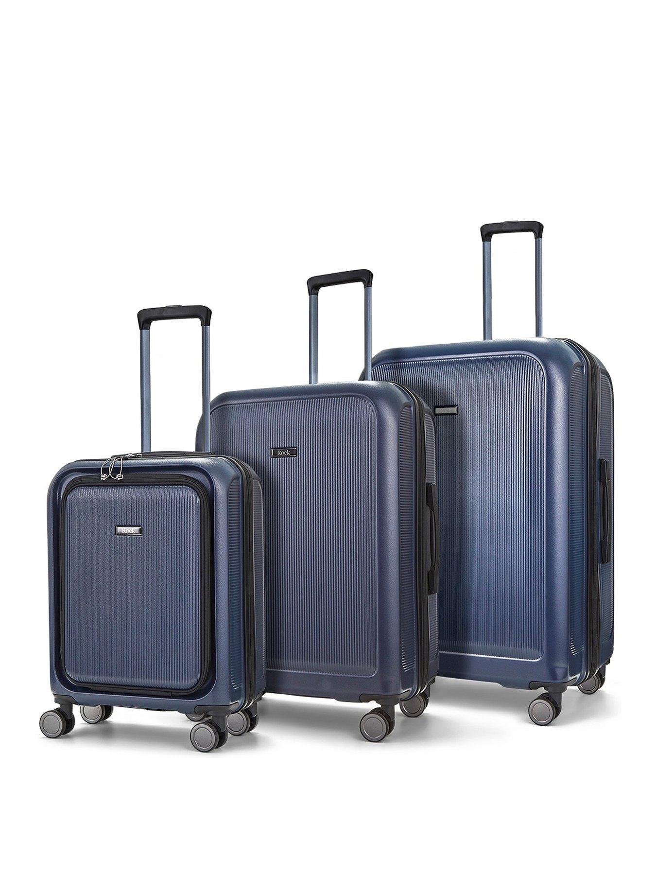 rock-luggage-austin-8-wheel-hardshell-pp-3pc-suitcase-with-tsa-lock--navyfront