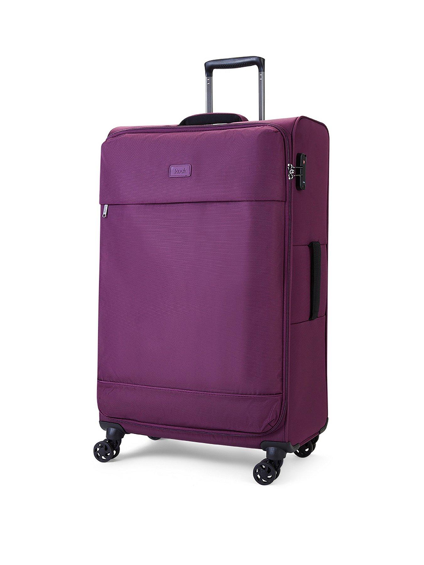 Image of Rock Luggage Paris 8 Wheel Softshell Lightweight Large Suitcase With Lock -Purple