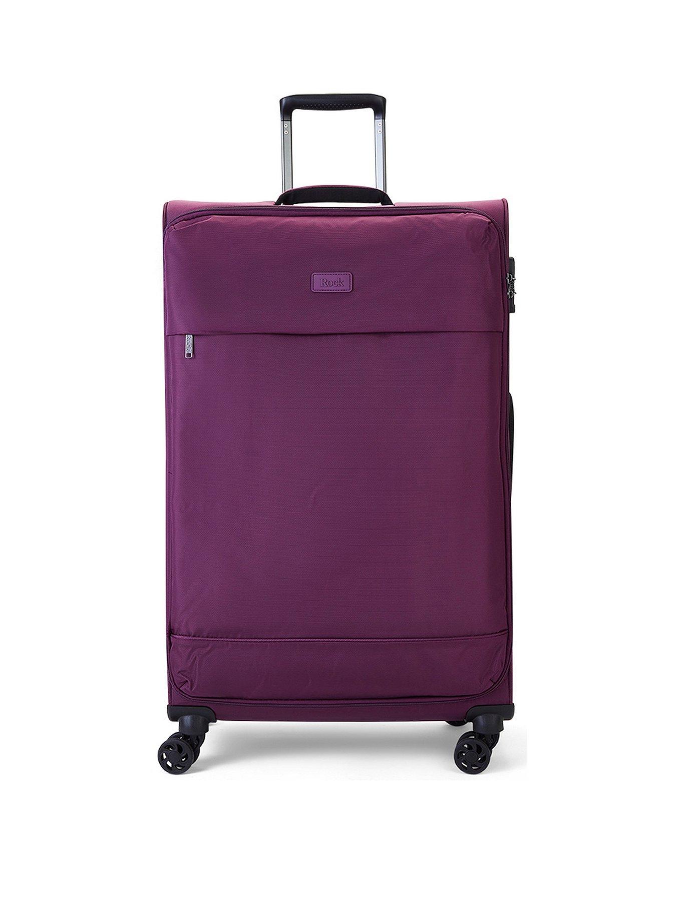 rock-luggage-paris-8-wheel-softshell-lightweight-large-suitcase-with-lock--purplestillFront