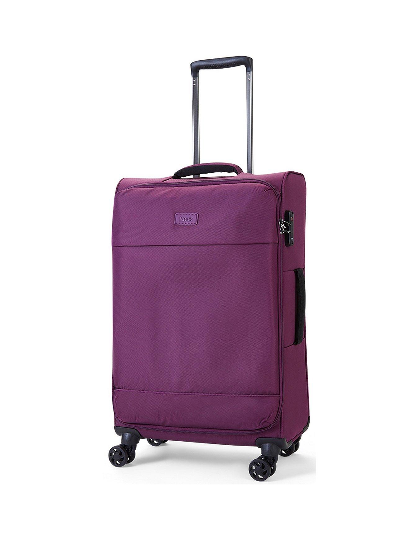 rock-luggage-paris-8-wheel-softshell-lightweight-medium-suitcase-with-lock--purple