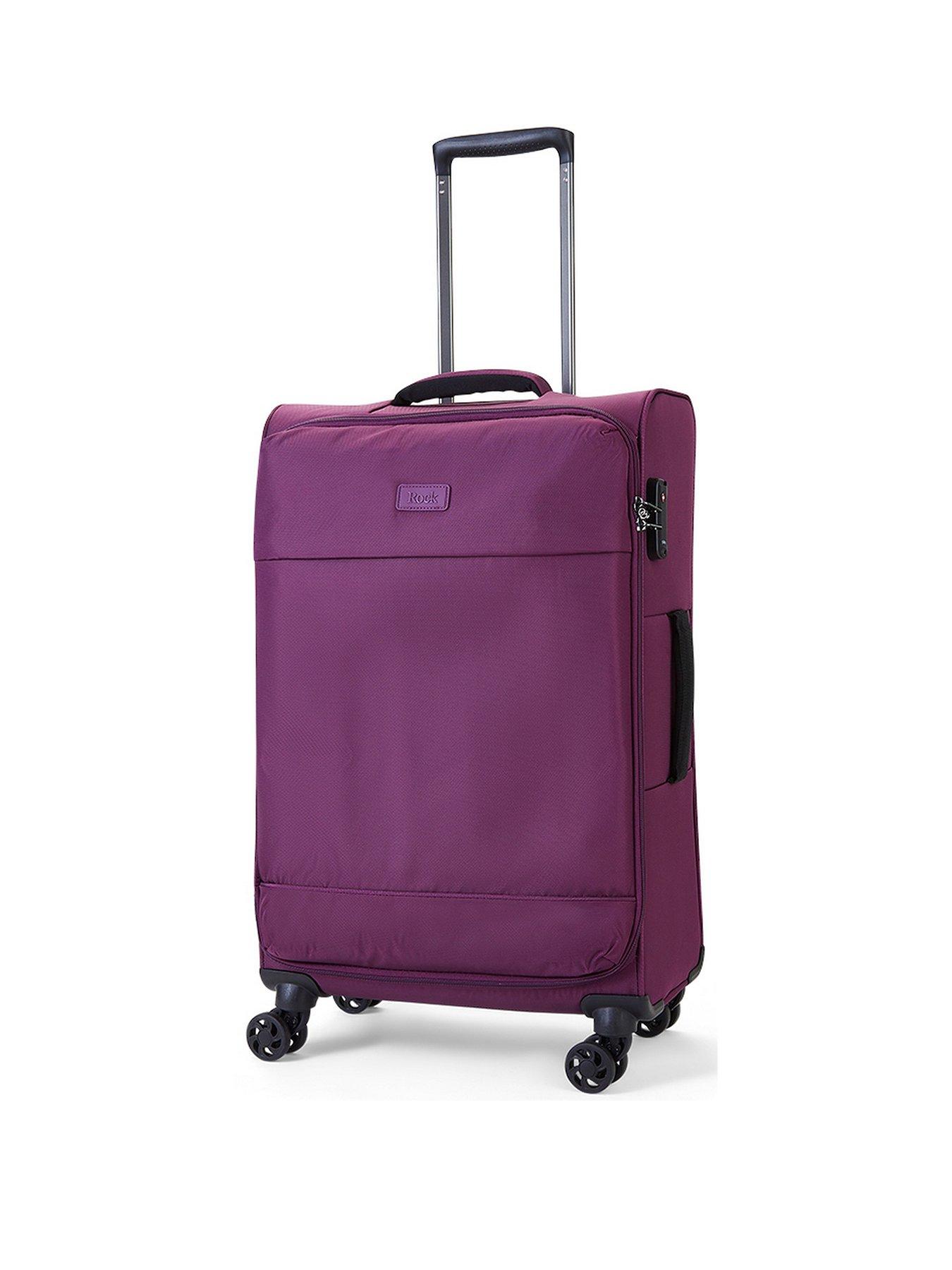 Image 1 of 5 of Rock Luggage Paris 8 Wheel Softshell Lightweight Medium Suitcase With Lock -Purple