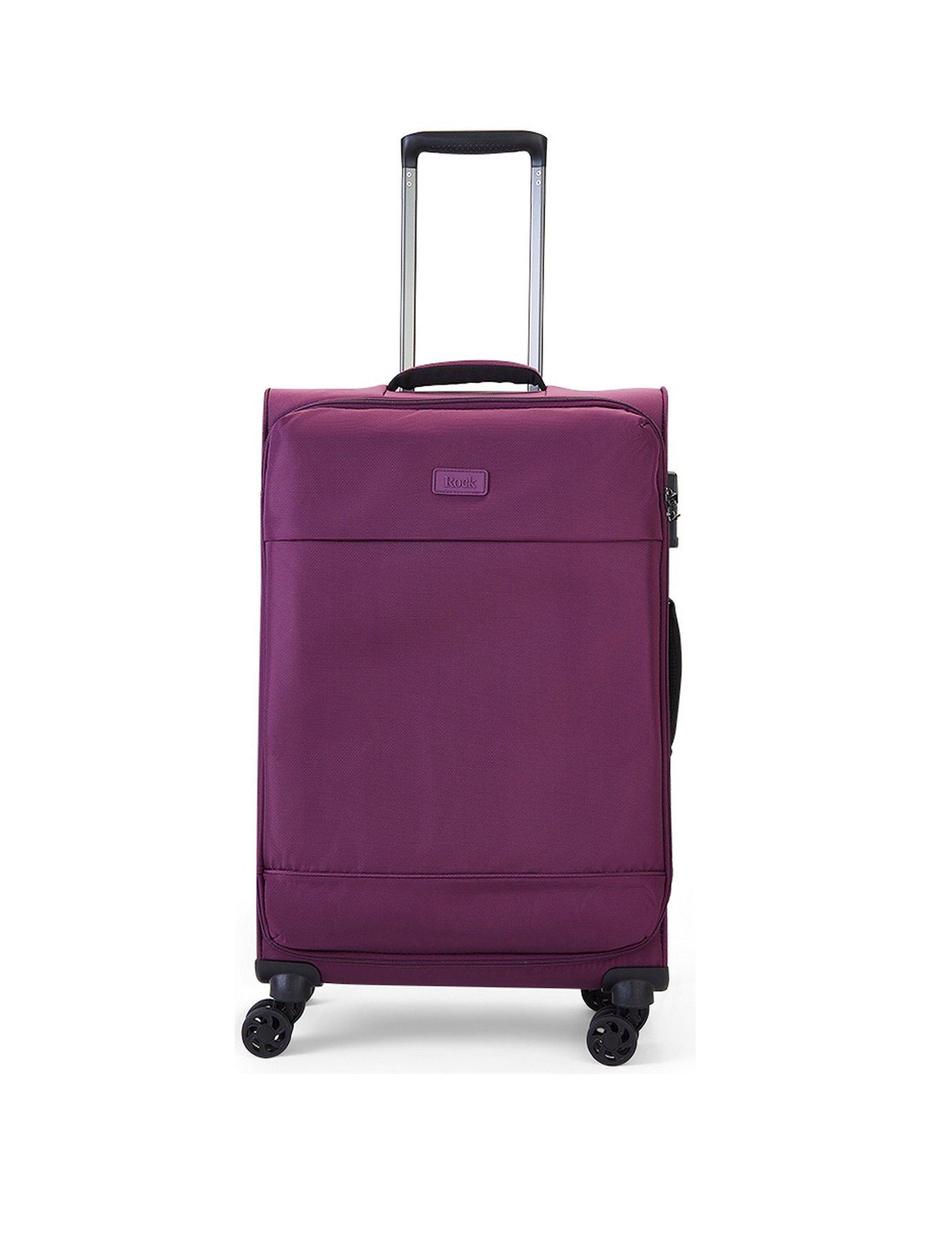 Image 2 of 5 of Rock Luggage Paris 8 Wheel Softshell Lightweight Medium Suitcase With Lock -Purple
