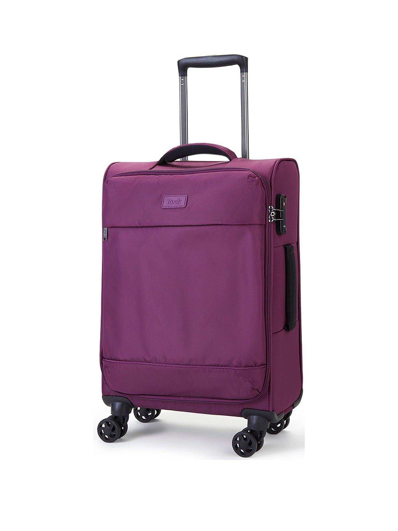 rock-luggage-paris-8-wheel-softshell-lightweight-small-suitcase-with-lock--purple