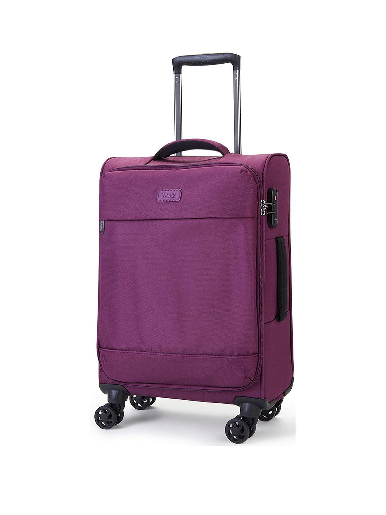 Image 1 of 5 of Rock Luggage Paris 8 Wheel Softshell Lightweight Small Suitcase With Lock -Purple