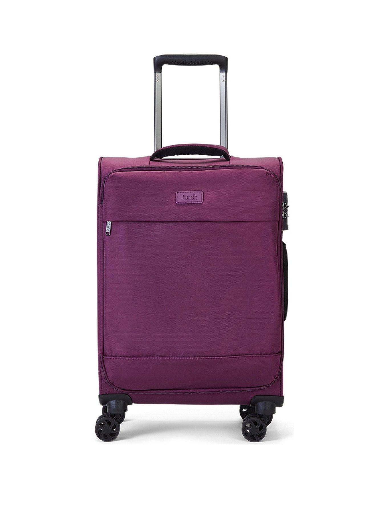 Image 2 of 5 of Rock Luggage Paris 8 Wheel Softshell Lightweight Small Suitcase With Lock -Purple