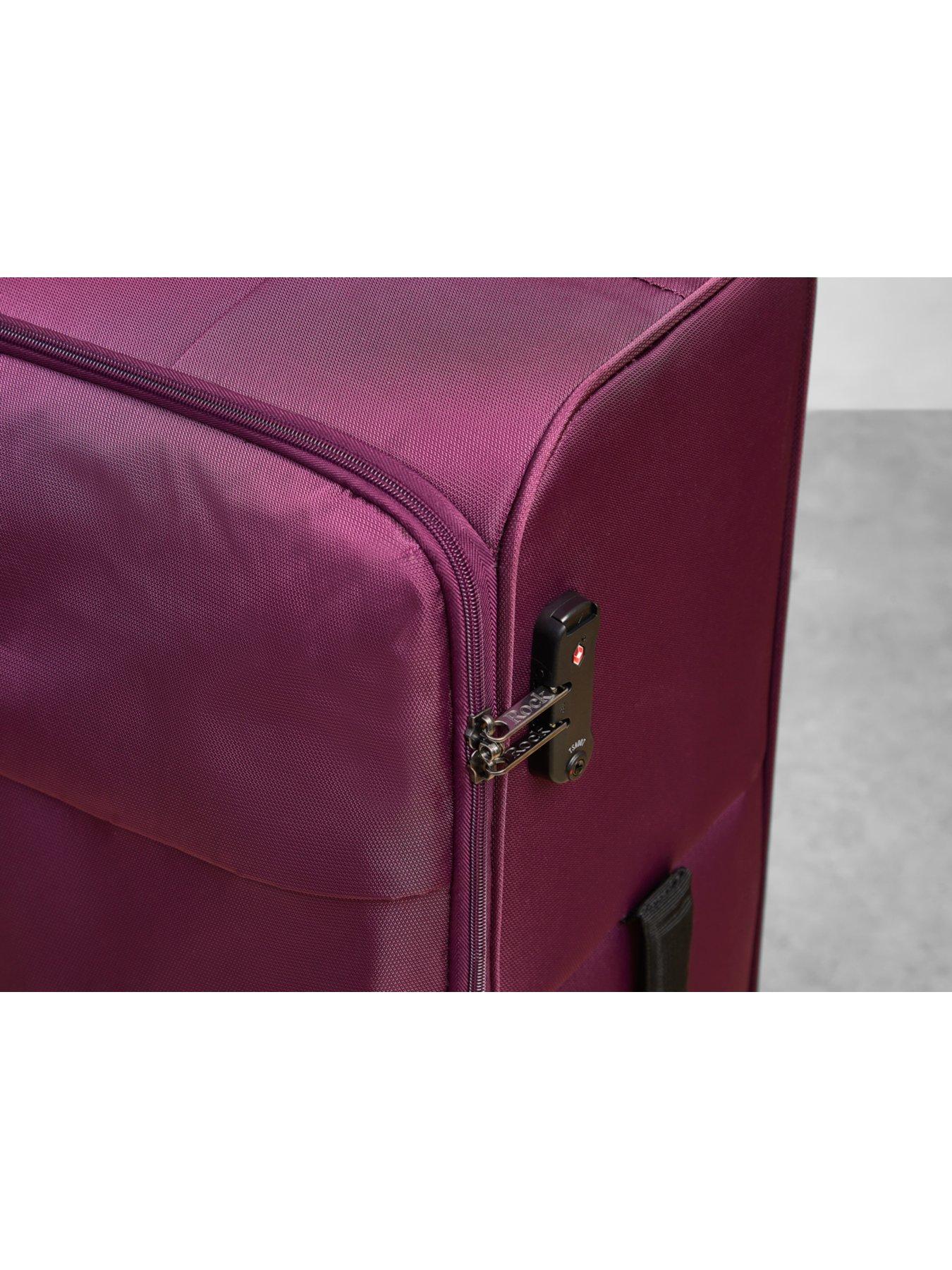 Image 5 of 5 of Rock Luggage Paris 8 Wheel Softshell Lightweight Small Suitcase With Lock -Purple