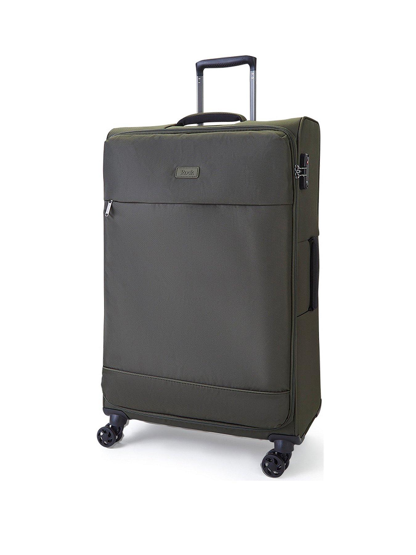 Image of Rock Luggage Paris 8 Wheel Softshell Lightweight Large Suitcase With Lock -Green