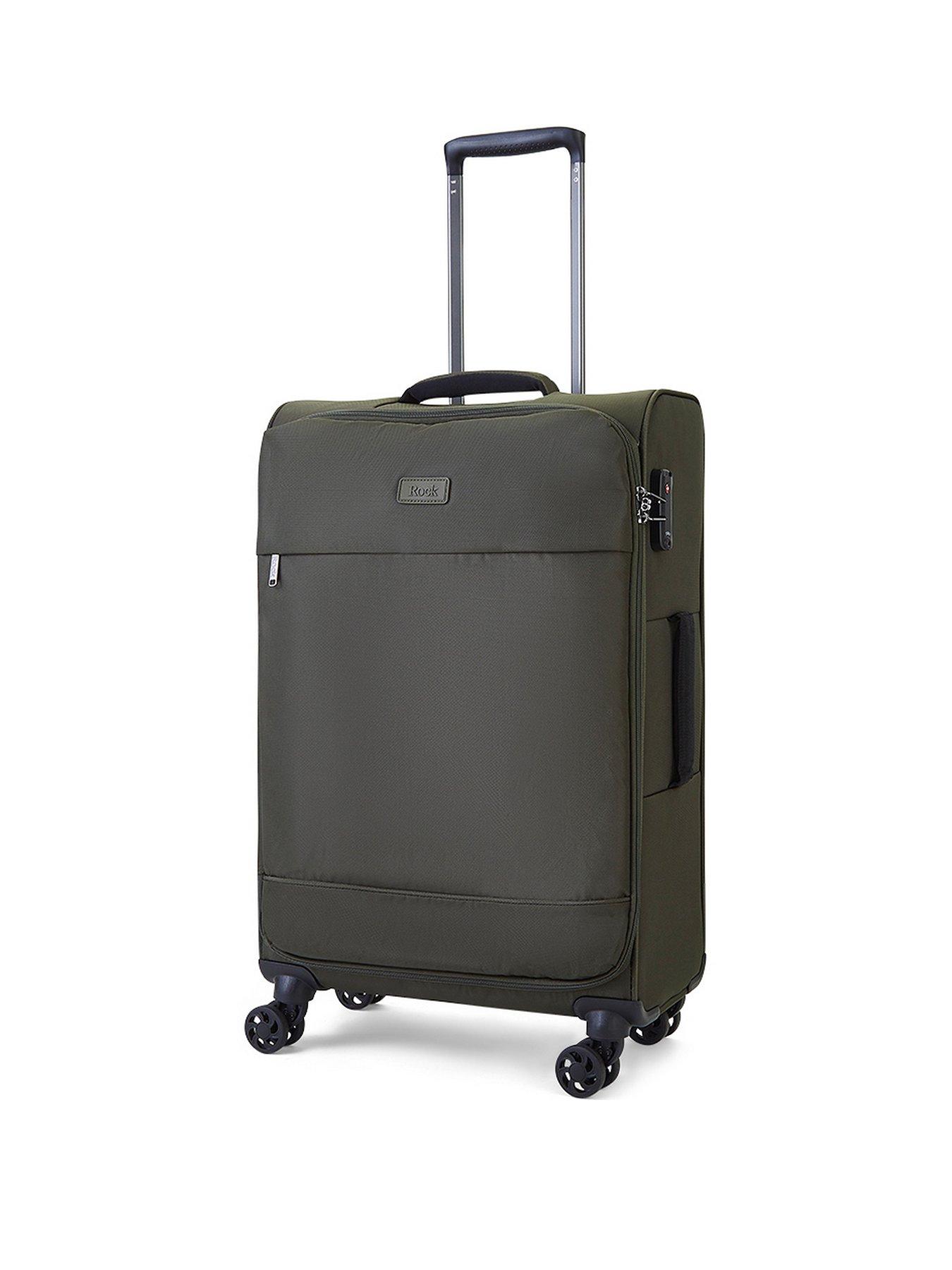 rock-luggage-paris-8-wheel-softshell-lightweight-medium-suitcase-with-lock--green